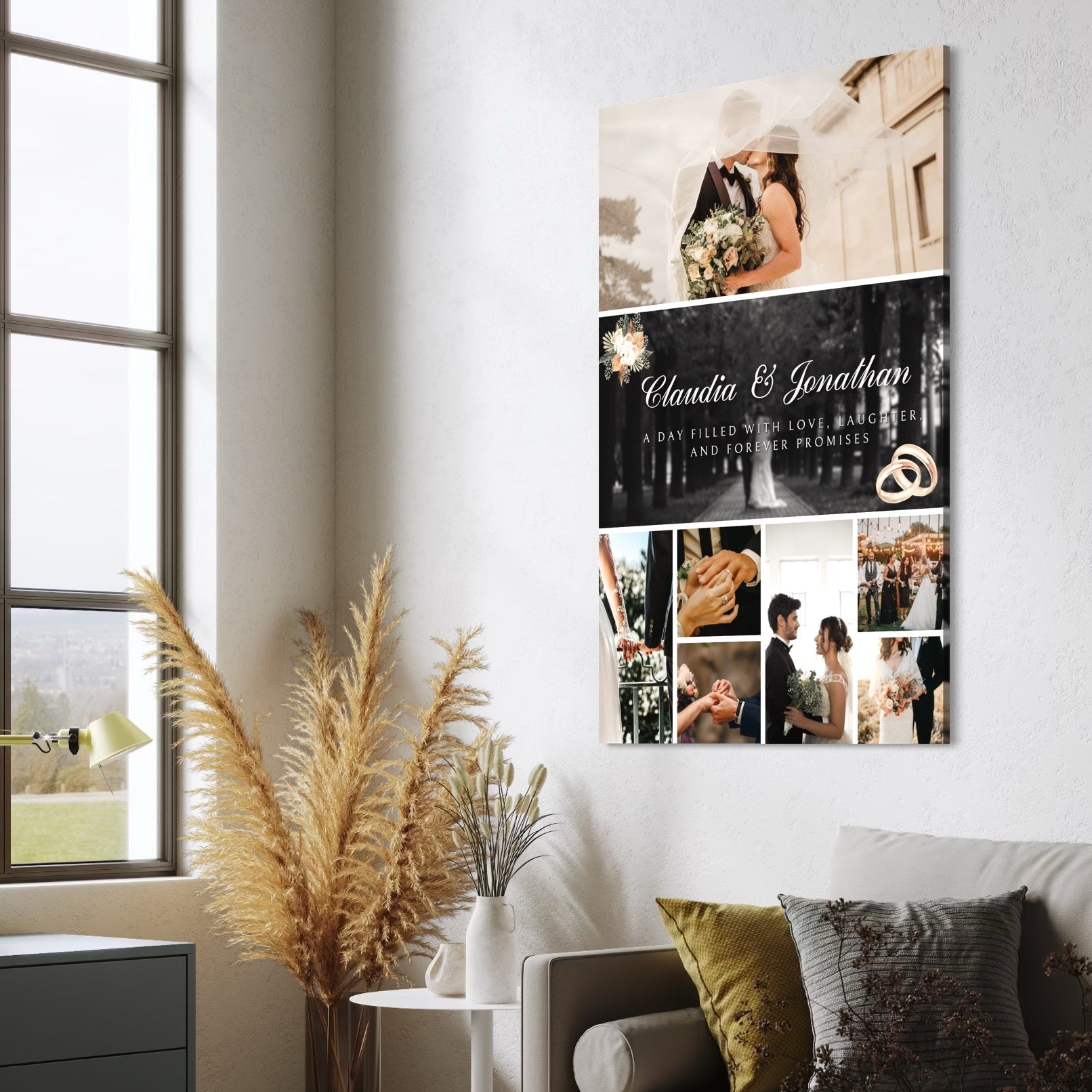 Tablou Canvas Personalizat cu 7 Poze Pentru Nunta "A Day Filled With Love", PS207