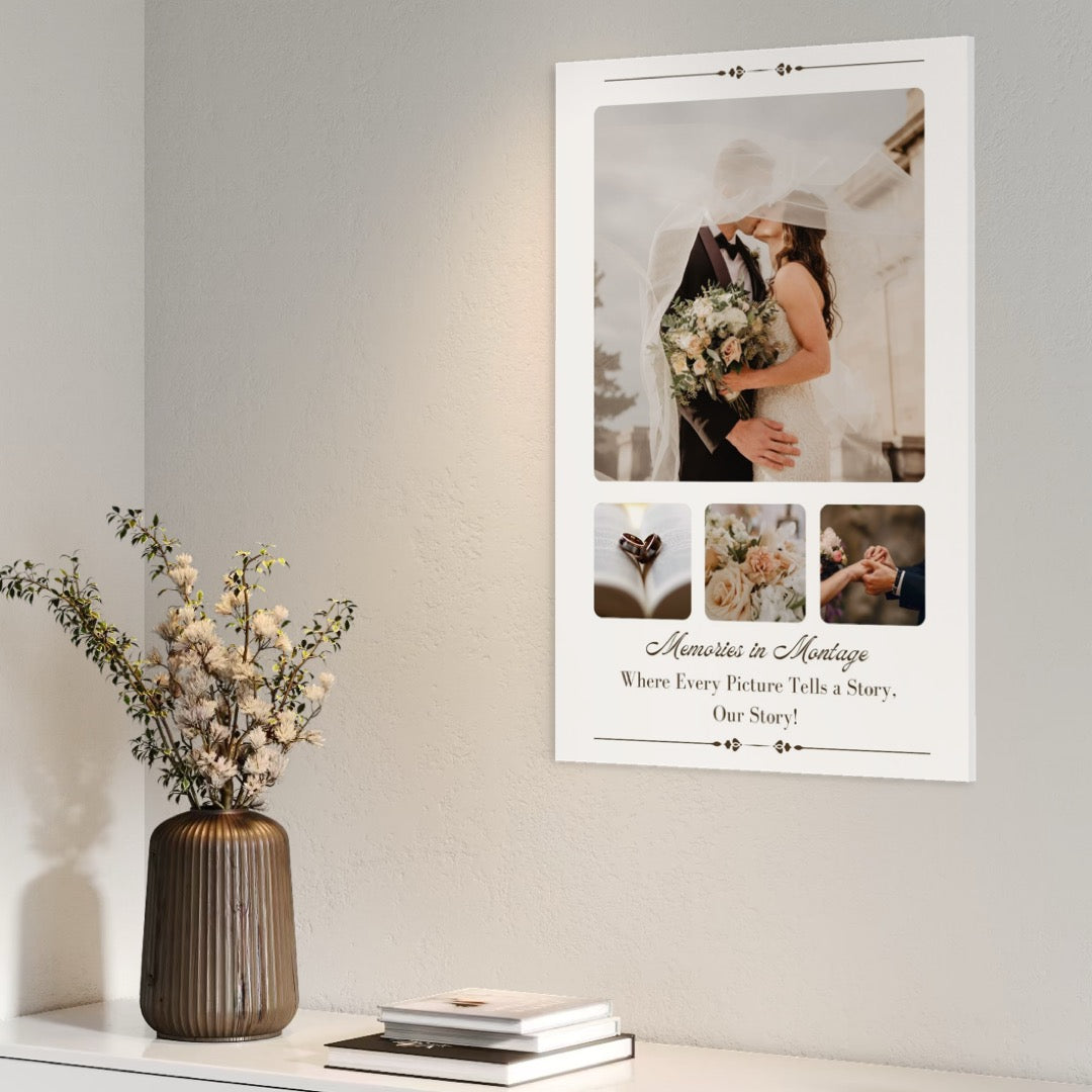 Tablou personalizat cu colaj foto de nunta, tablou canvas pentru perete