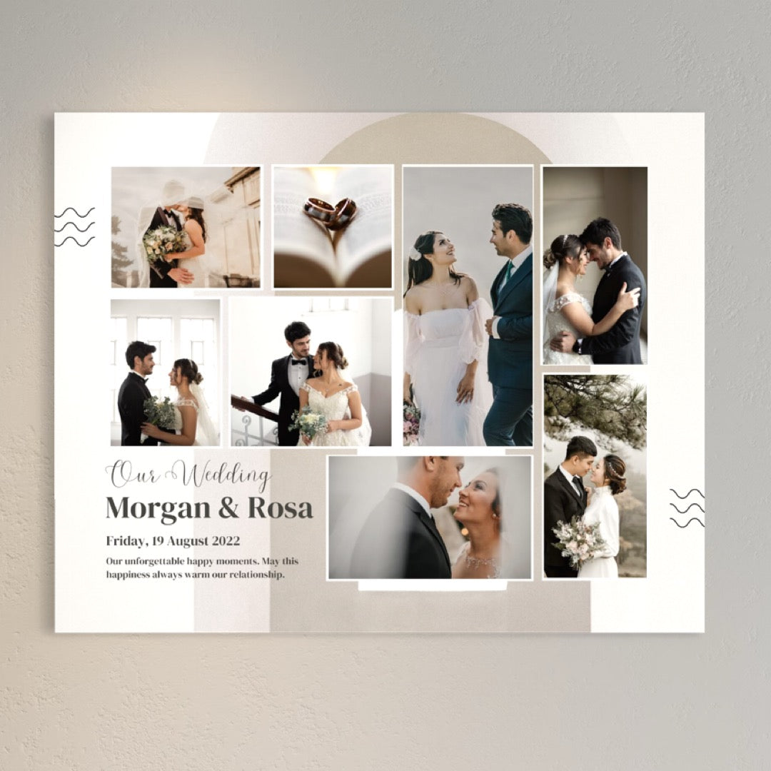 Tablou Canvas Personalizat cu 8 Poze Pentru Nunta "Our Wedding", PS210