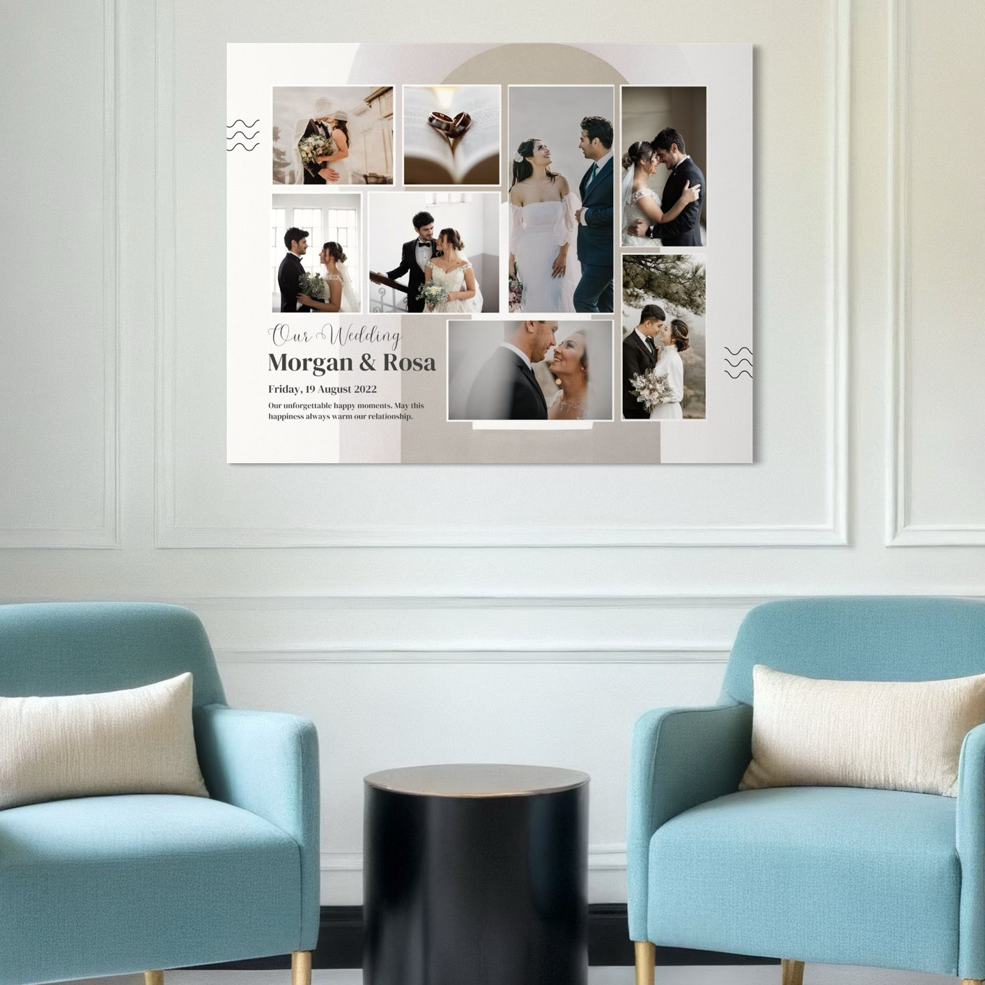 Tablou Canvas Personalizat cu 8 Poze Pentru Nunta "Our Wedding", PS210