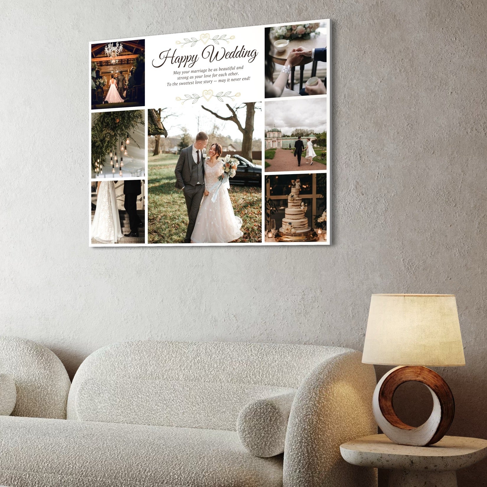 Tablou canvas cu colaj foto de nunta, tablou canvas pentru perete