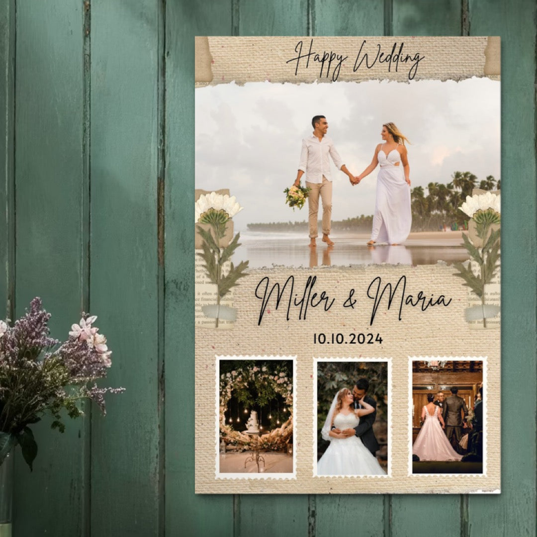 Tablou canvas cu tablou canvas personalizat cu fotografii de nunta