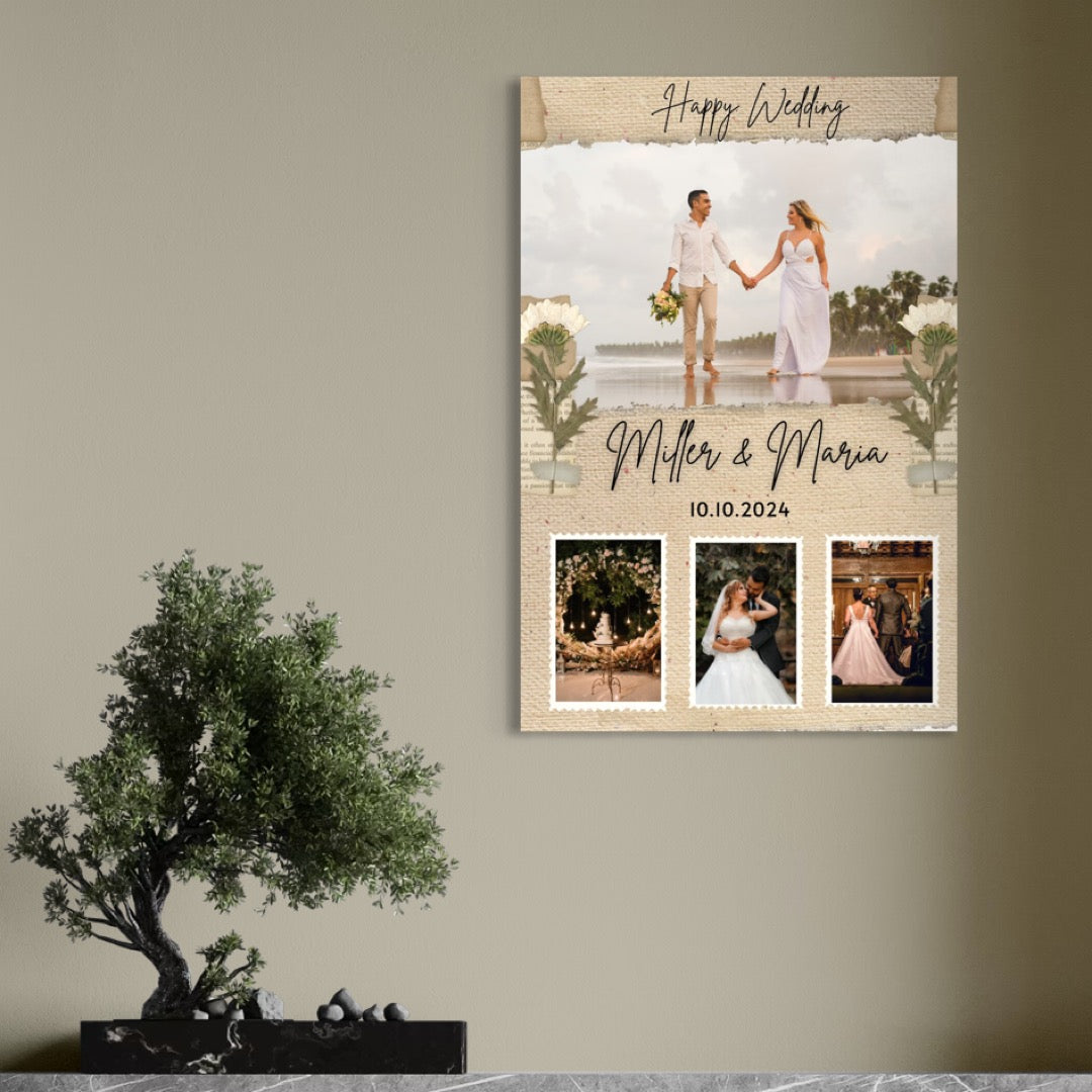 Tablou canvas decorativ cu tablou canvas personalizat cu fotografii de nunta