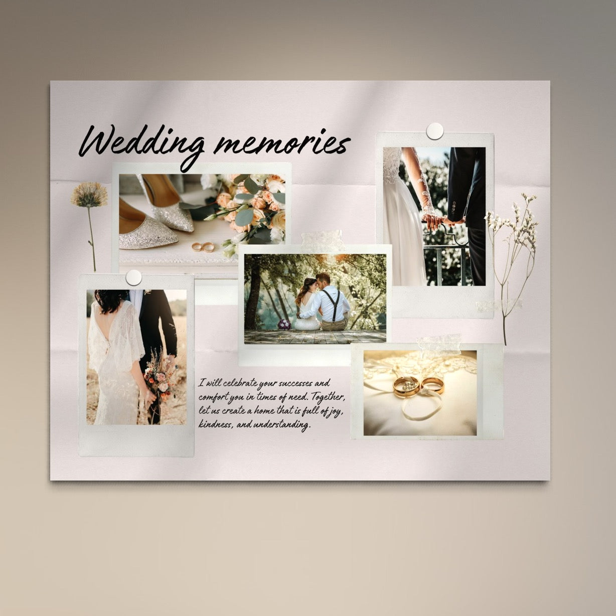 Tablou Canvas Personalizat cu 5 Poze Pentru Nunta " Wedding Memories", PS217