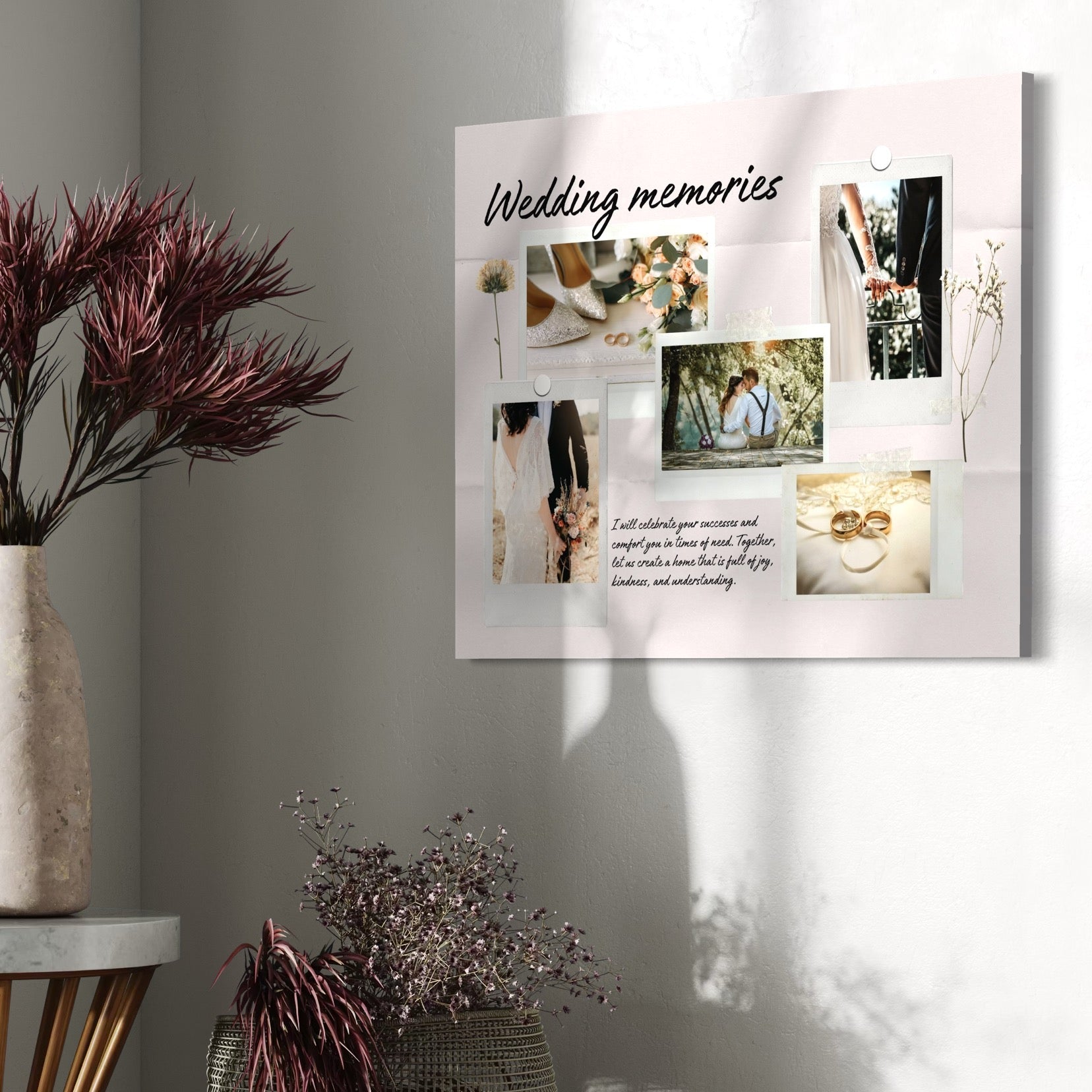 Tablou canvas cu colaj foto de nunta, tablou canvas pentru perete