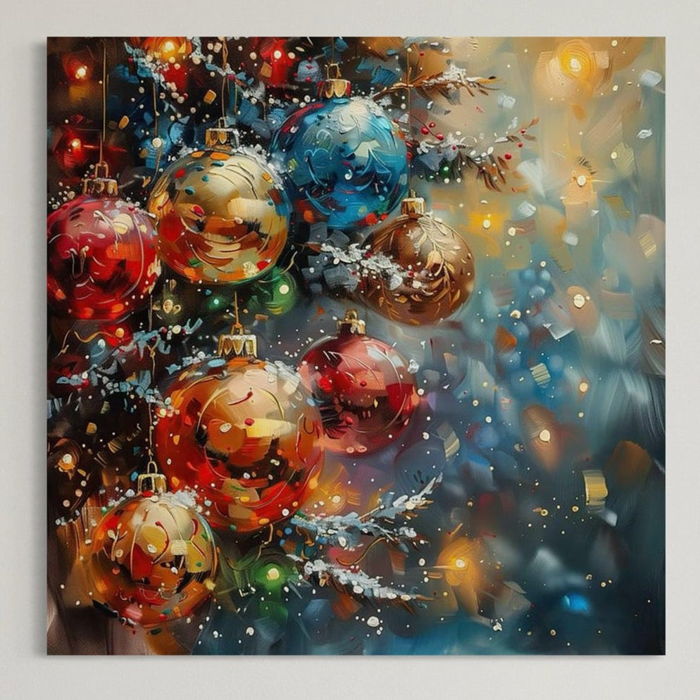 Tablou Canvas Premium, LuxCanva® D1111, Stralucirea Craciunului, Iarna, Craciun, Brad, Magie, Lumina, Culoare, Globuri, Colorat, Stralucitor, Decoratiuni, Sarbatori, Magie, Living, Dormitor
