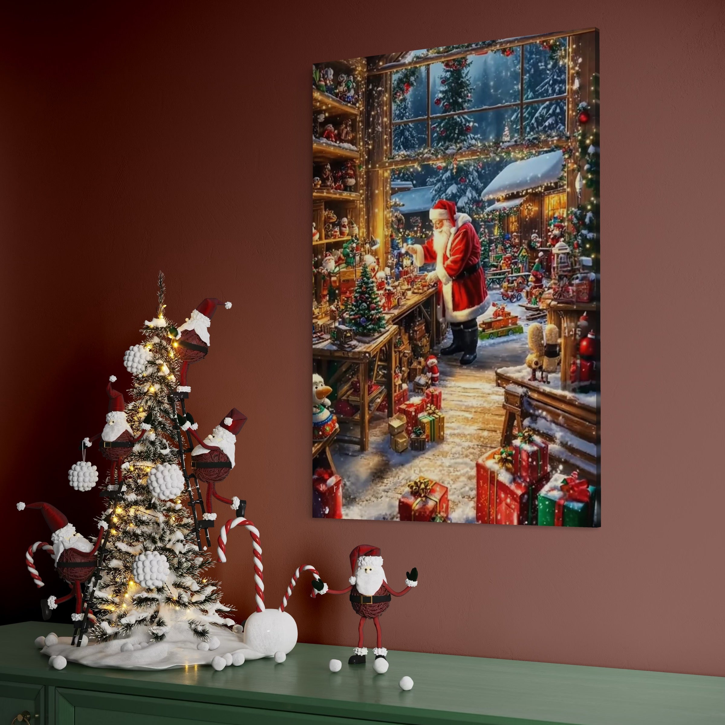 Tablou Canvas Premium, LuxCanva® D1122, Miracolul din Laponia, Iarna, Craciun, Atelier, Jucarii, Copii, Spiridusi, Impachetat, Cadouri, Daruire, Speranta, Mos Craciun, Living, Dormitor