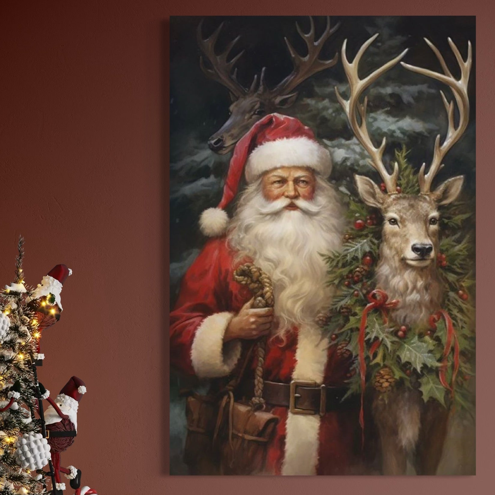 Tablou Canvas Premium, LuxCanva® D1123, Mosul si Regele Padurii, Cerb, Prietenie, Padure, Fermecat, Noblete, Ren, Calatorie, Craciun, Ajun, Speranta, Pace, Living, Dormitor