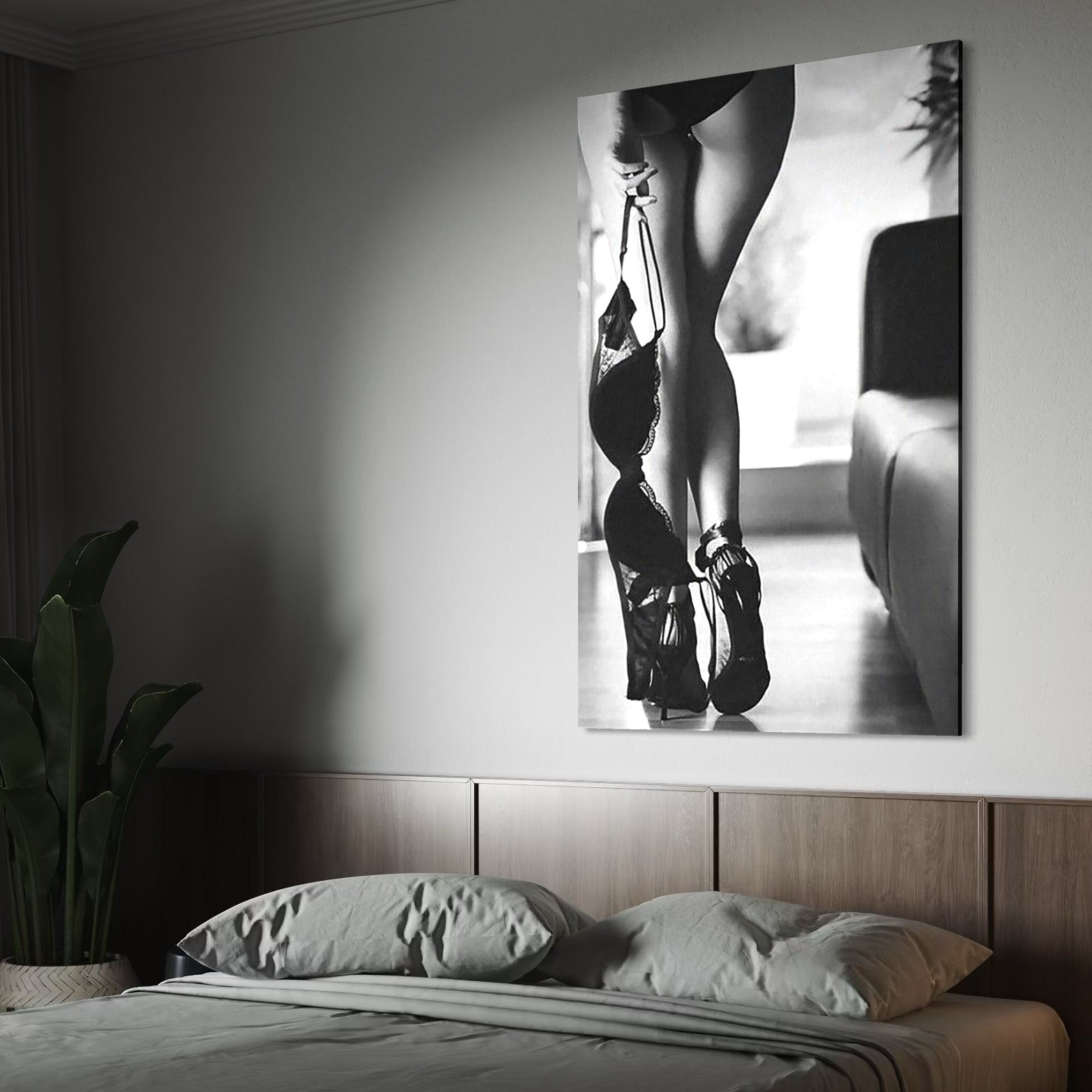 Tablou Canvas Premium, LuxCanva® P1014, Femeia care Pleacă, Picioare, Pantofi, Toc, Dresuri, Pasi, Catifea, Noapte, Intalnire, Scena, Film, Ganduri, Tacere, Aventura, Living, Dormitor