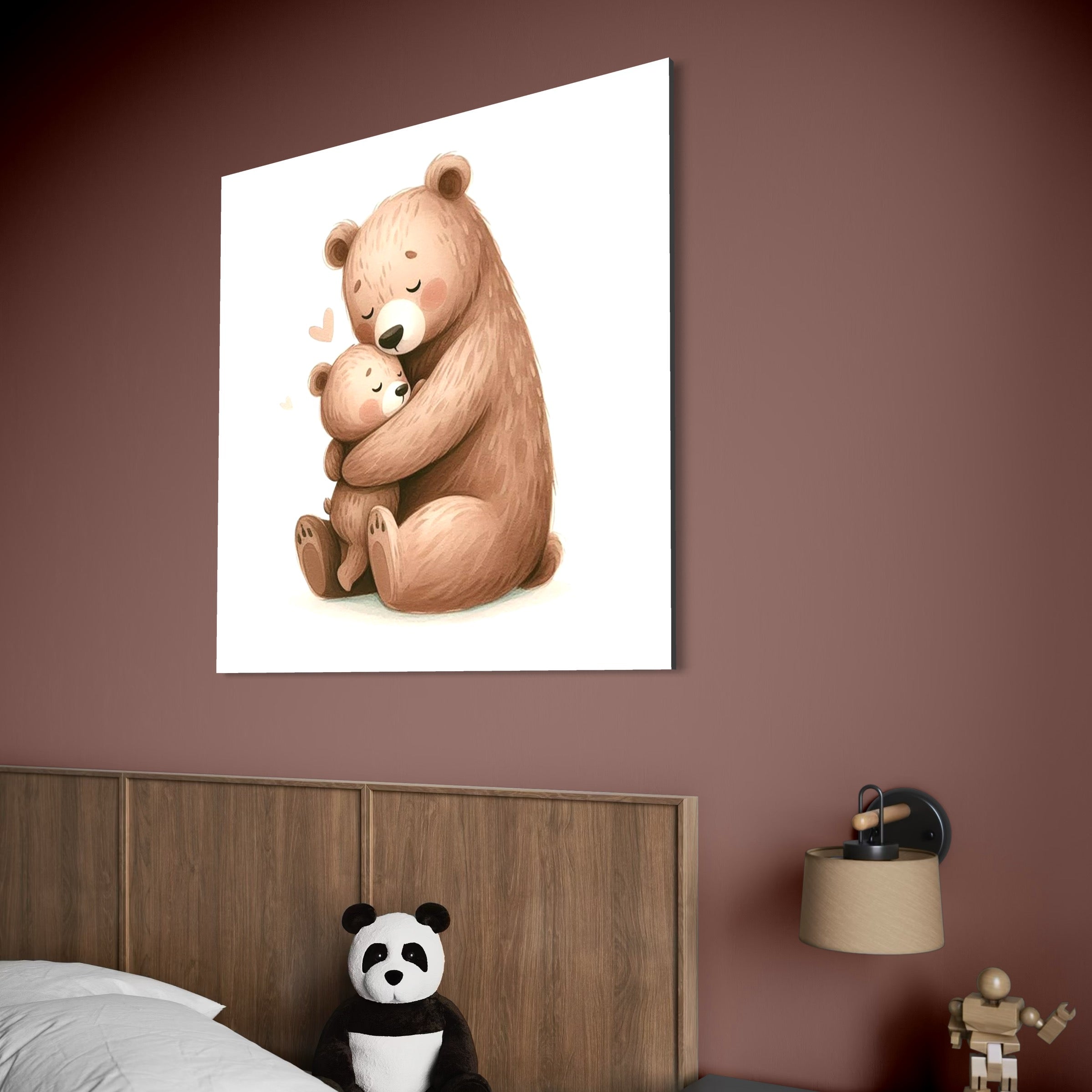 Tablou Canvas Premium, LuxCanva® K1041, Imbratisarea Care Vindeca, Mama, Urs, Pui, Dragoste, Caldura, Neinlocuit, Brate, Siguranta, Acasa, Familie, Blanita, Moment, Camera Copil, Dormitor