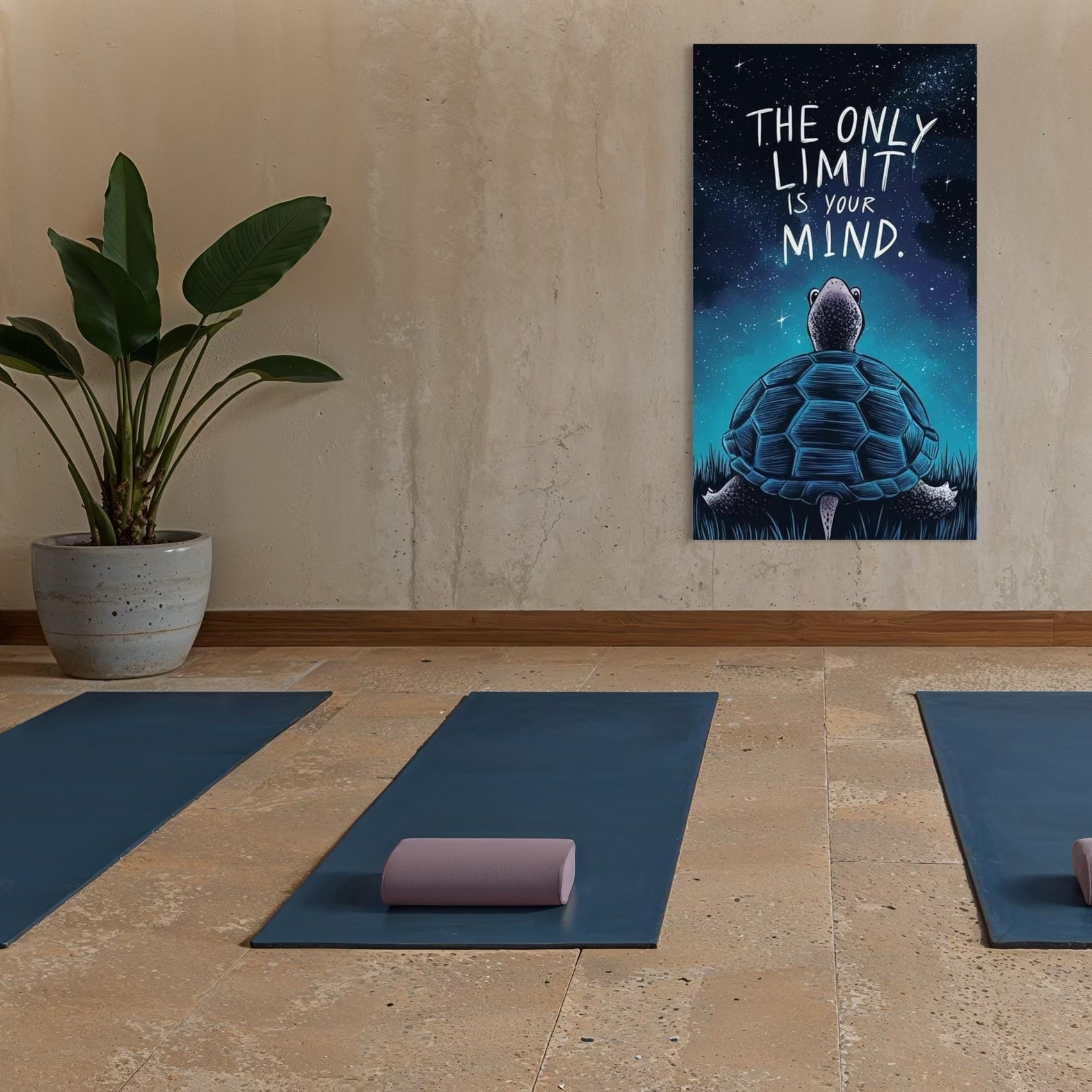 Tablou Canvas Premium, LuxCanva® Q1001, Curajul De a Crede, Limita, Testoasa, Cer, Instelat, Gandire, Motivatie, Curaj, Cosmos, Rabdare, Potential, Minte, Pozitiv, Credinta, Birou, Dormitor