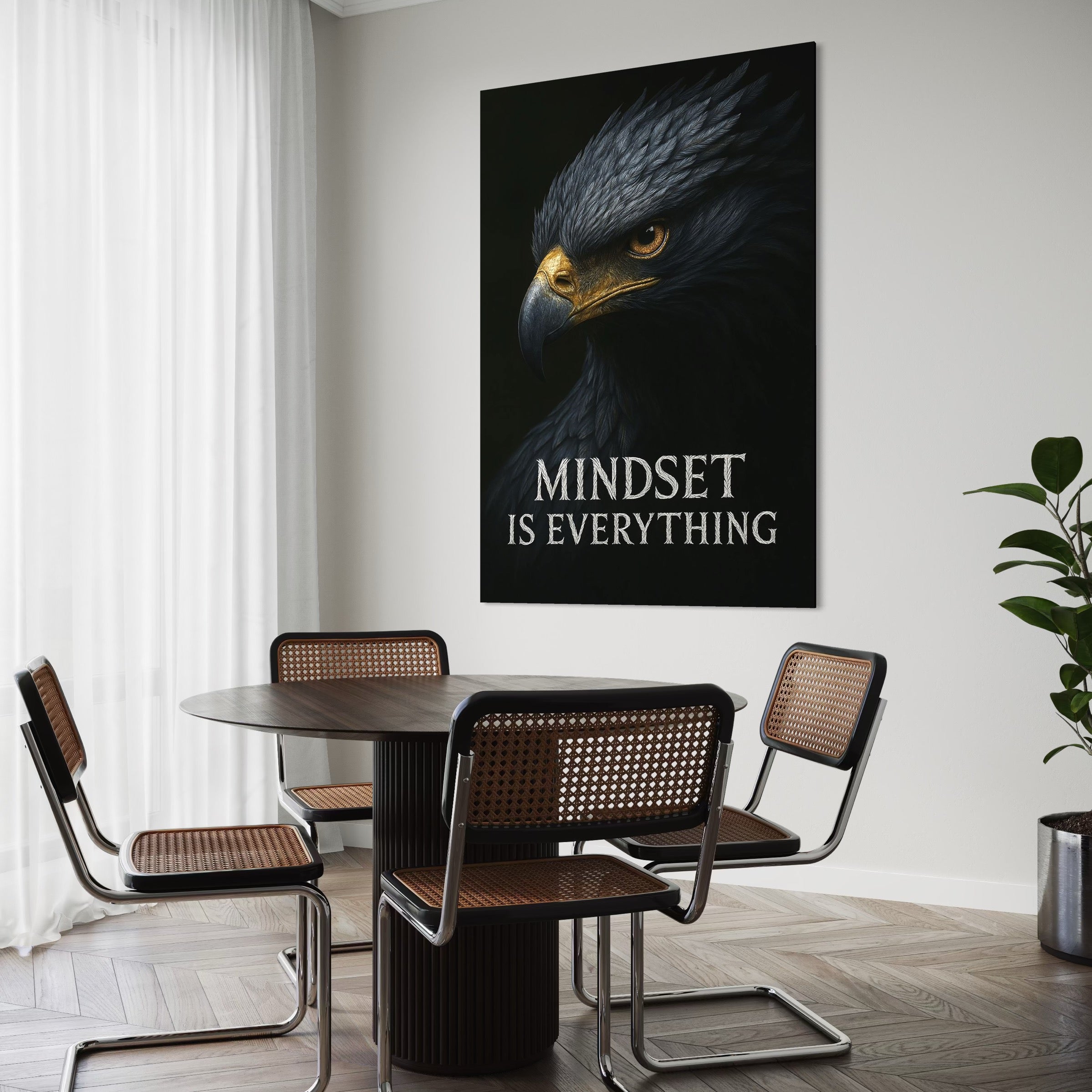 Tablou Canvas Premium, LuxCanva® Q1007, Puterea Gandului, Mentalitate, Vultur, Claritate, Gand, Lider, Succes, Libertate, Inteligenta, Privire, Pene, Antreprenoriat, Pasare, Padure, Birou, Dormitor