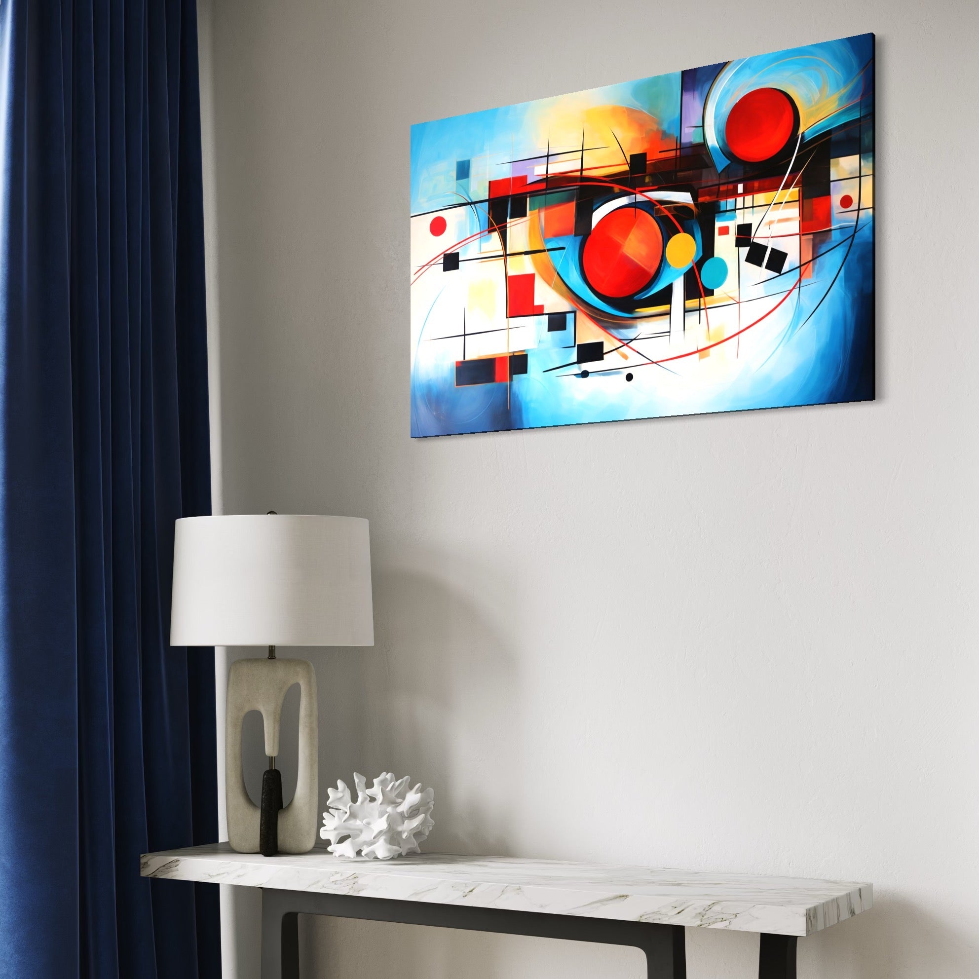 Tablou Canvas Premium, LuxCanva® C1268, Orbita gandurilor, Geometrie, Culori, Miscare, Ritm, Urban, Axa, Energie, Spatiu, Univers, Ordine, Haos, Cromatica, Abstarct