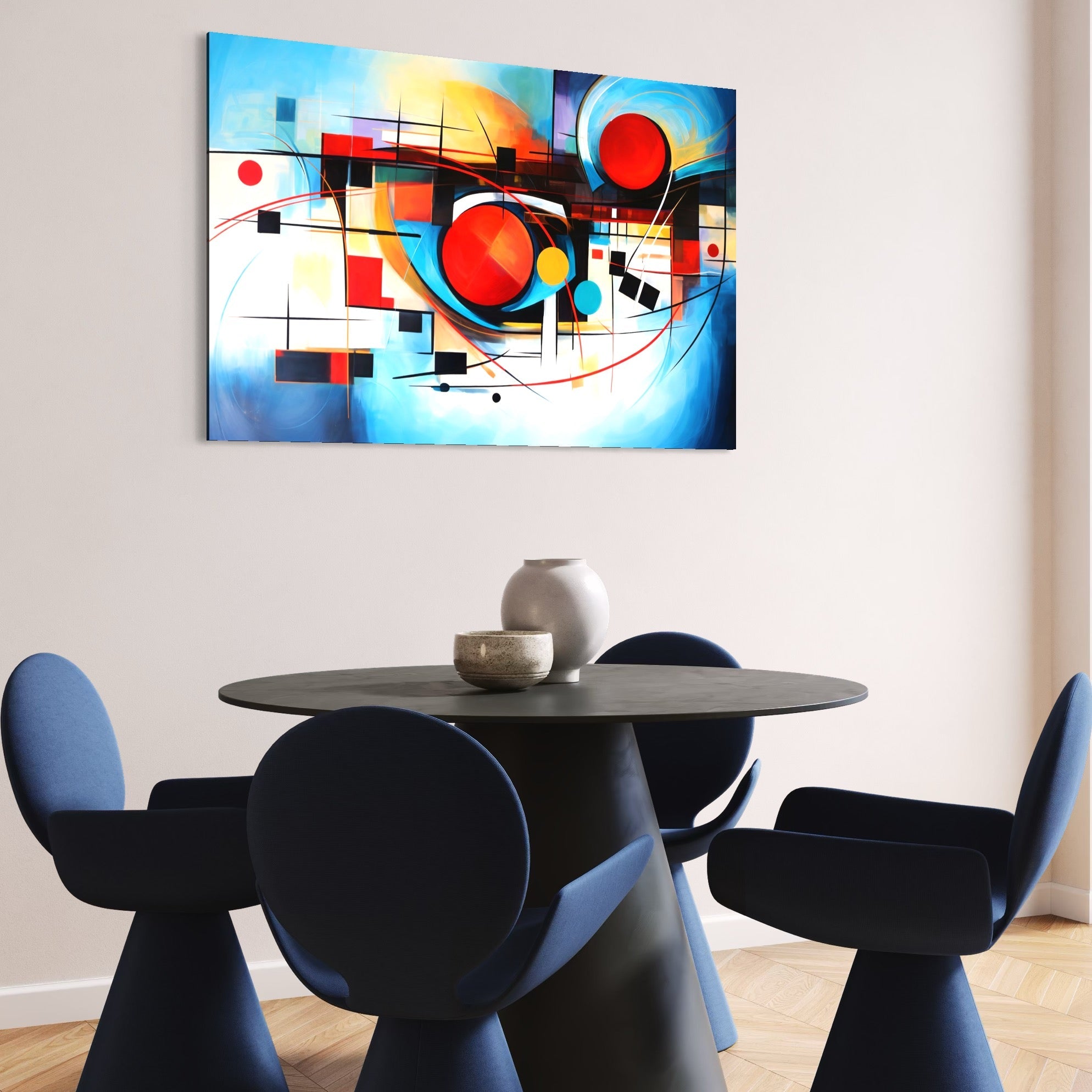 Tablou Canvas Premium, LuxCanva® C1268, Orbita gandurilor, Geometrie, Culori, Miscare, Ritm, Urban, Axa, Energie, Spatiu, Univers, Ordine, Haos, Cromatica, Abstarct