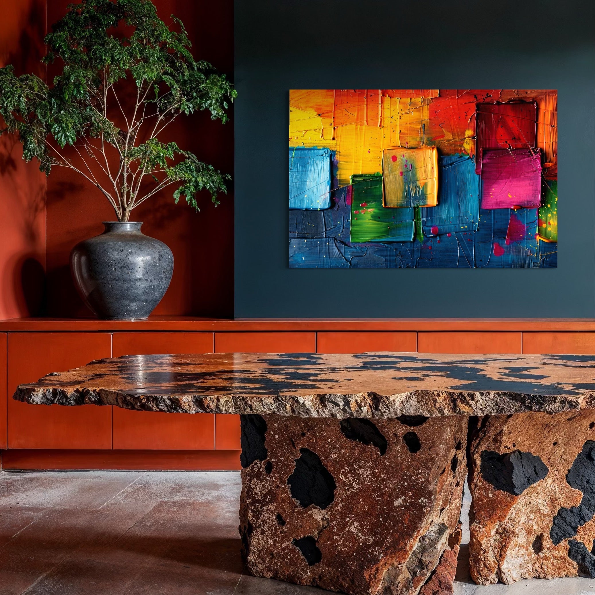 Tablou Canvas Premium, LuxCanva® C1269, Blocuri de lumina, Geometrie, Culori, Fragmente, Compozitie, Urban, Impuls, Creativitate, Expresivitate, Expozitie, Iubire, Birou, Living, Dormitor