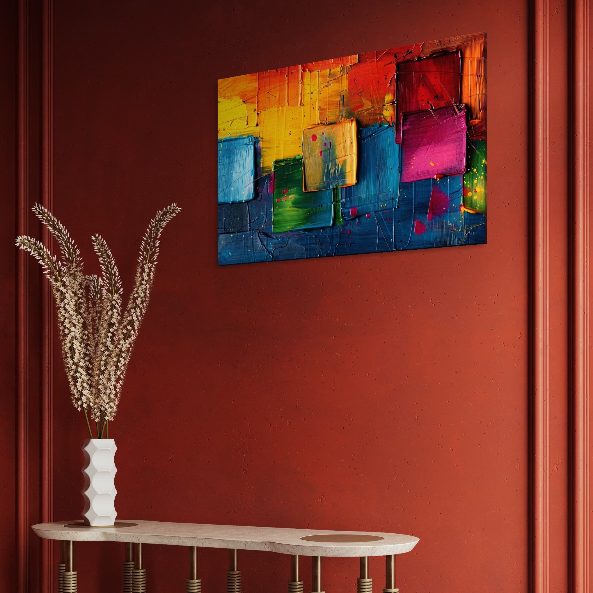 Tablou Canvas Premium, LuxCanva® C1269, Blocuri de lumina, Geometrie, Culori, Fragmente, Compozitie, Urban, Impuls, Creativitate, Expresivitate, Expozitie, Iubire, Birou, Living, Dormitor