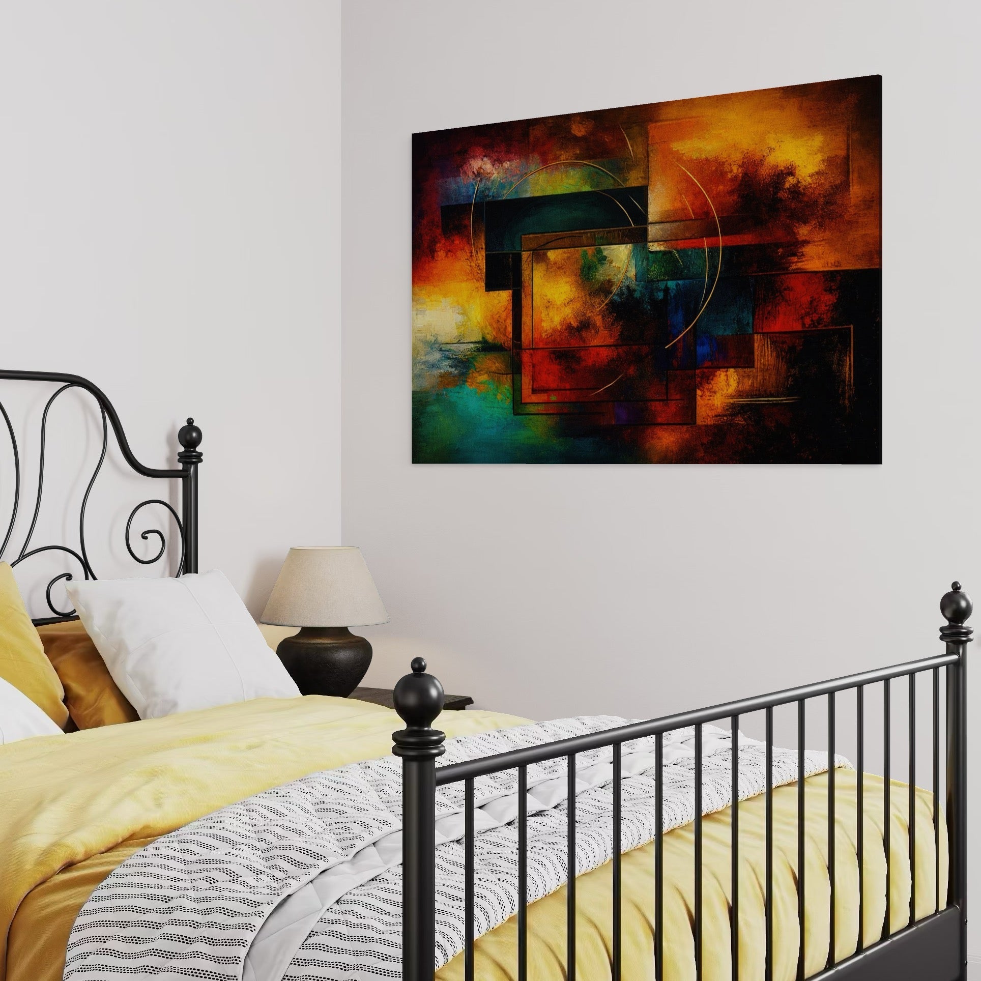 Tablou Canvas Premium, LuxCanva® C1271, Cercul focului, Geometrie, Culori, Cromatic, Joc, Univers, Emotie, Tensiune, Caldura, Flux, Transformare, Metamorfoza, Dorinta, Birou, Living, Dormitor