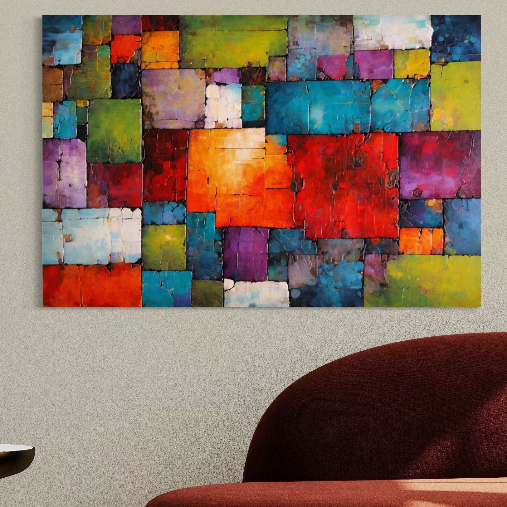 Tablou Canvas Premium, LuxCanva® C1272, Arhitectura sentimentelor, Geometrie, Culori, Mozaic, Emotii, Textura, Stratificat, Modern, Echilibru, Impact, Vizual, Dreptunghi, Birou, Living, Dormitor