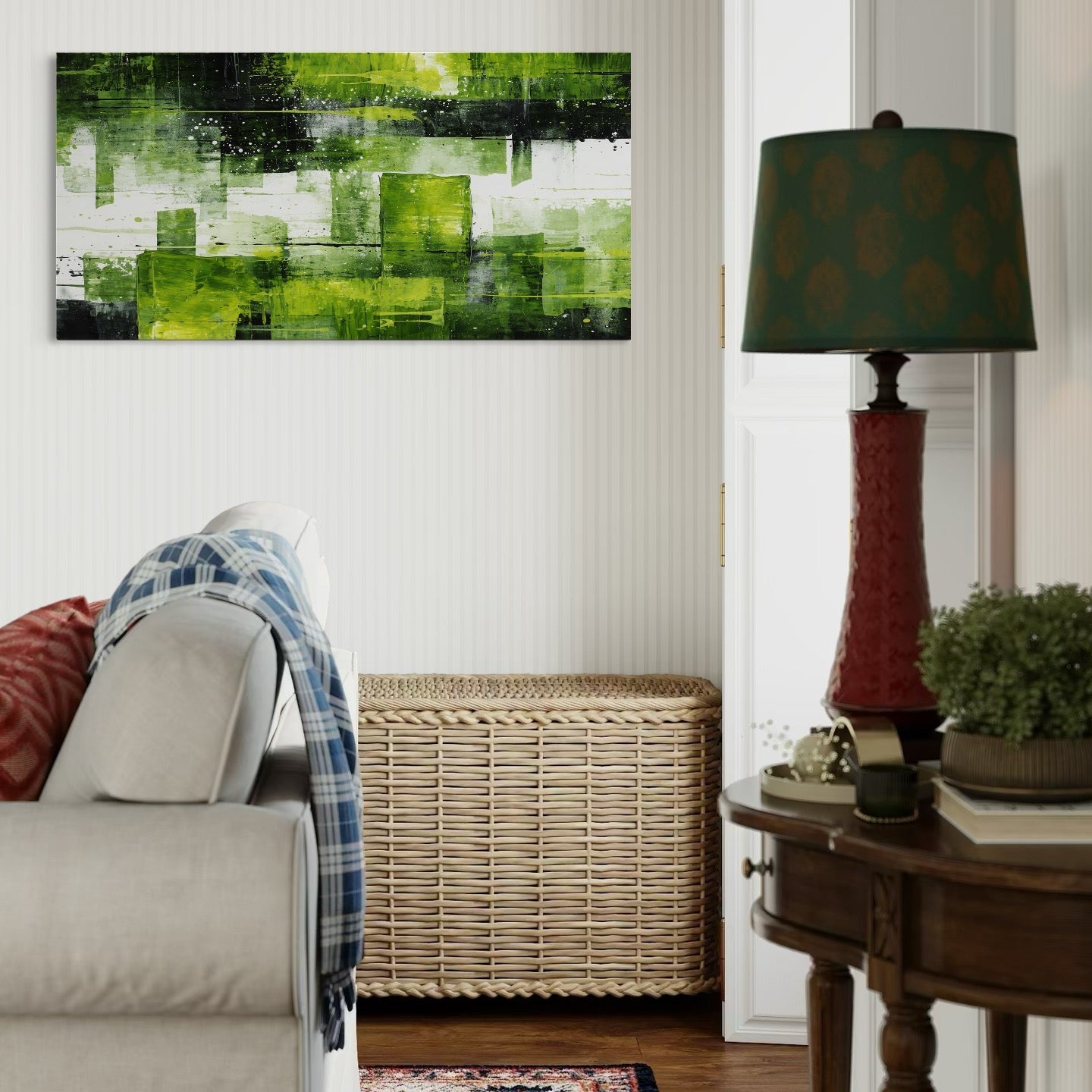 Tablou Canvas Premium, LuxCanva® C1273, Puls vegetal, Geometrie, Verde, Organic, Armonie, Peisaj, Straturi, Prospetime, Abstract, Textura, Minimalism, Liniste, Spa, Birou, Living, Dormitor