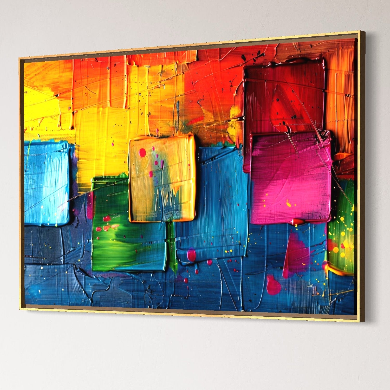 Tablou Canvas Premium, LuxCanva® C1269, Blocuri de lumina, Geometrie, Culori, Fragmente, Compozitie, Urban, Impuls, Creativitate, Expresivitate, Expozitie, Iubire, Birou, Living, Dormitor