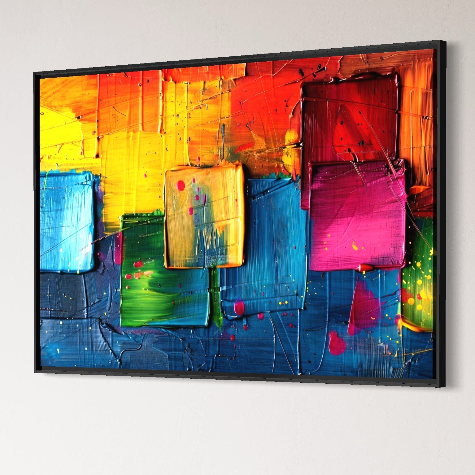 Tablou Canvas Premium, LuxCanva® C1269, Blocuri de lumina, Geometrie, Culori, Fragmente, Compozitie, Urban, Impuls, Creativitate, Expresivitate, Expozitie, Iubire, Birou, Living, Dormitor