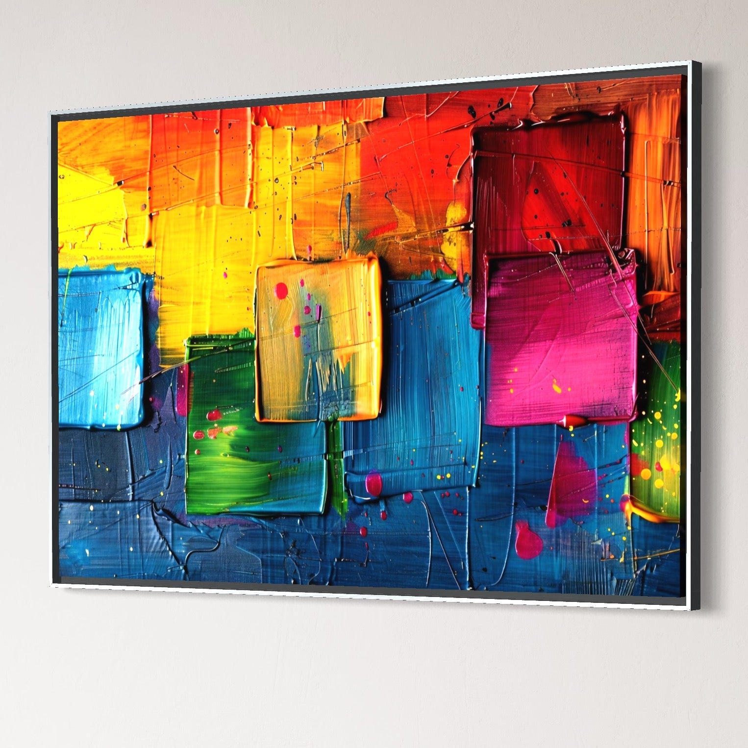 Tablou Canvas Premium, LuxCanva® C1269, Blocuri de lumina, Geometrie, Culori, Fragmente, Compozitie, Urban, Impuls, Creativitate, Expresivitate, Expozitie, Iubire, Birou, Living, Dormitor