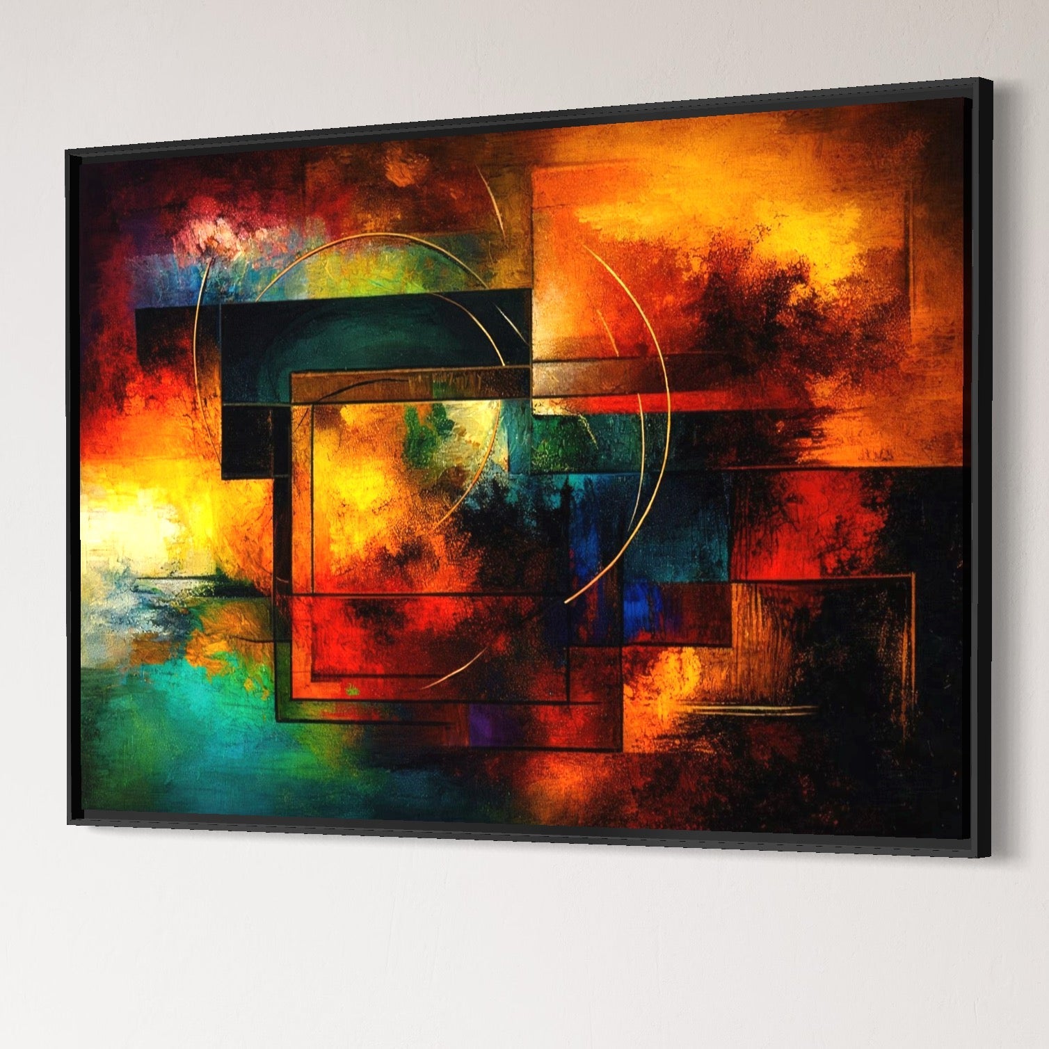 Tablou Canvas Premium, LuxCanva® C1271, Cercul focului, Geometrie, Culori, Cromatic, Joc, Univers, Emotie, Tensiune, Caldura, Flux, Transformare, Metamorfoza, Dorinta, Birou, Living, Dormitor