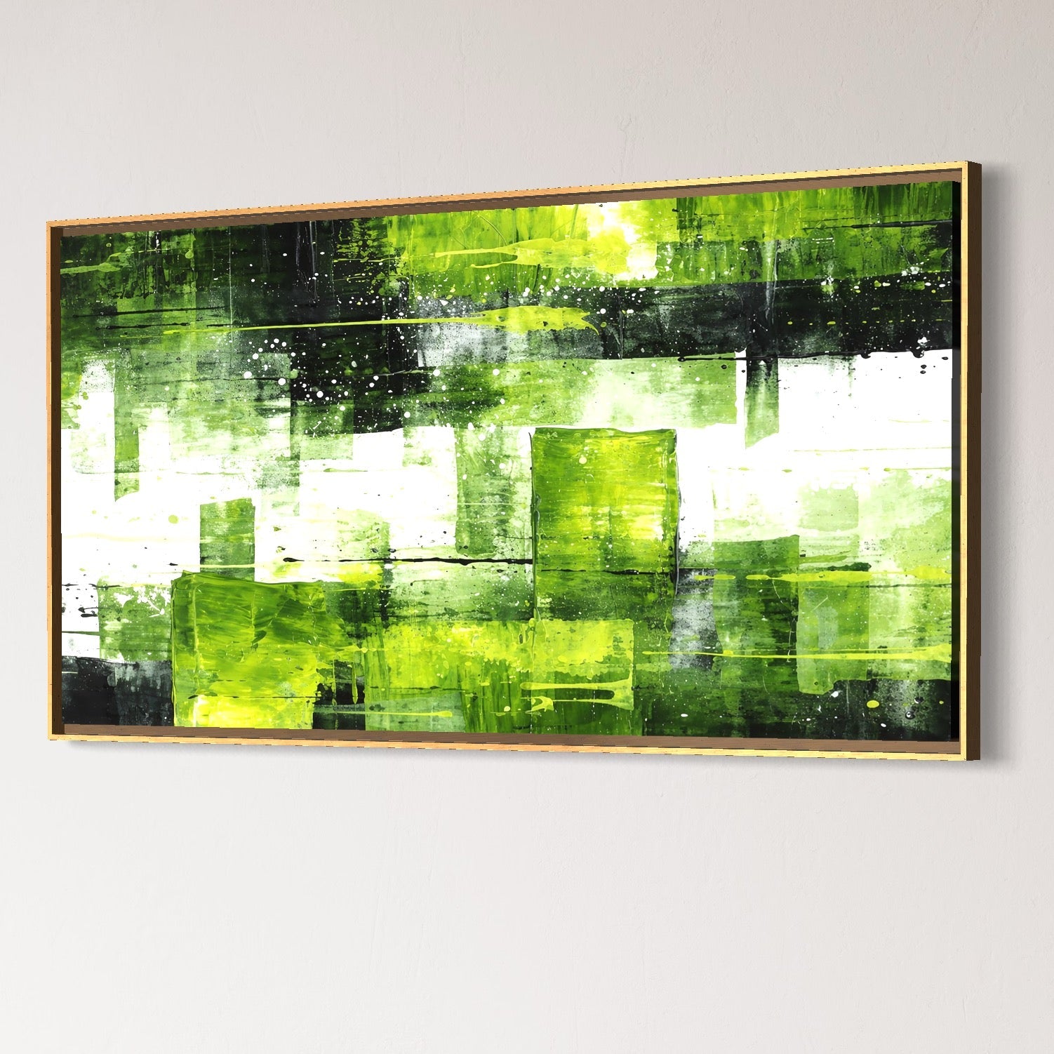 Tablou Canvas Premium, LuxCanva® C1273, Puls vegetal, Geometrie, Verde, Organic, Armonie, Peisaj, Straturi, Prospetime, Abstract, Textura, Minimalism, Liniste, Spa, Birou, Living, Dormitor