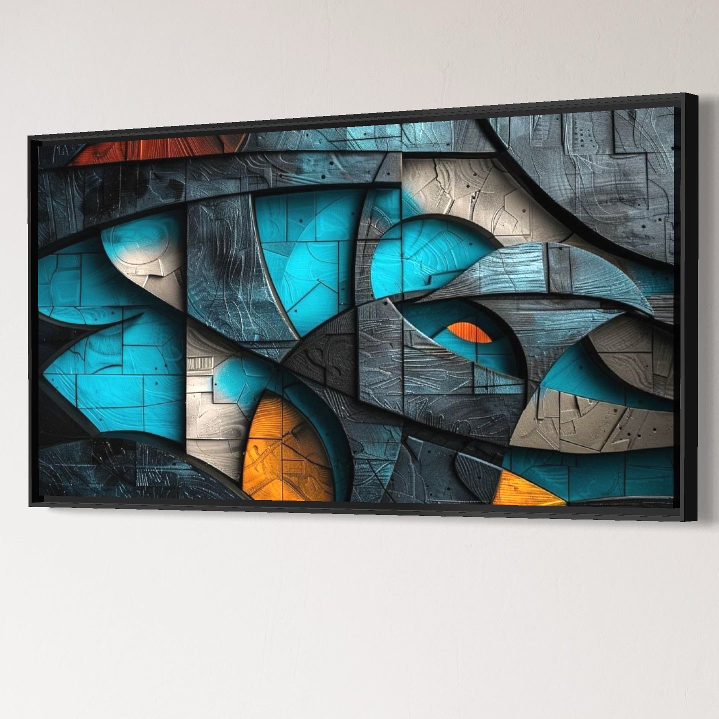 Tablou Canvas Premium, LuxCanva® C1274, Spatiul dintre ganduri, Geometrie, Albastru, Turcoaz, Abstract, Profunzime, Curbe, Industrial, Arhitectural, Umbre, Materie, Birou, Living, Dormitor