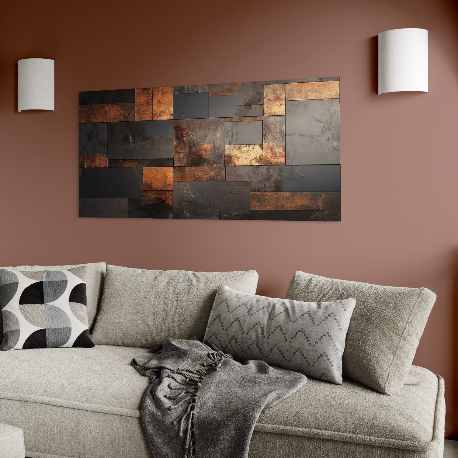 Tablou Canvas Premium, LuxCanva® C1289, Memoria ruginii, Geometrie, Culori, Abstract, Aur, Industrial, Cupru, Metal, Fier, Zid, Cladire, Ruginiu, Forta, Fortareata, Lumina, Birou, Living, Dormitor