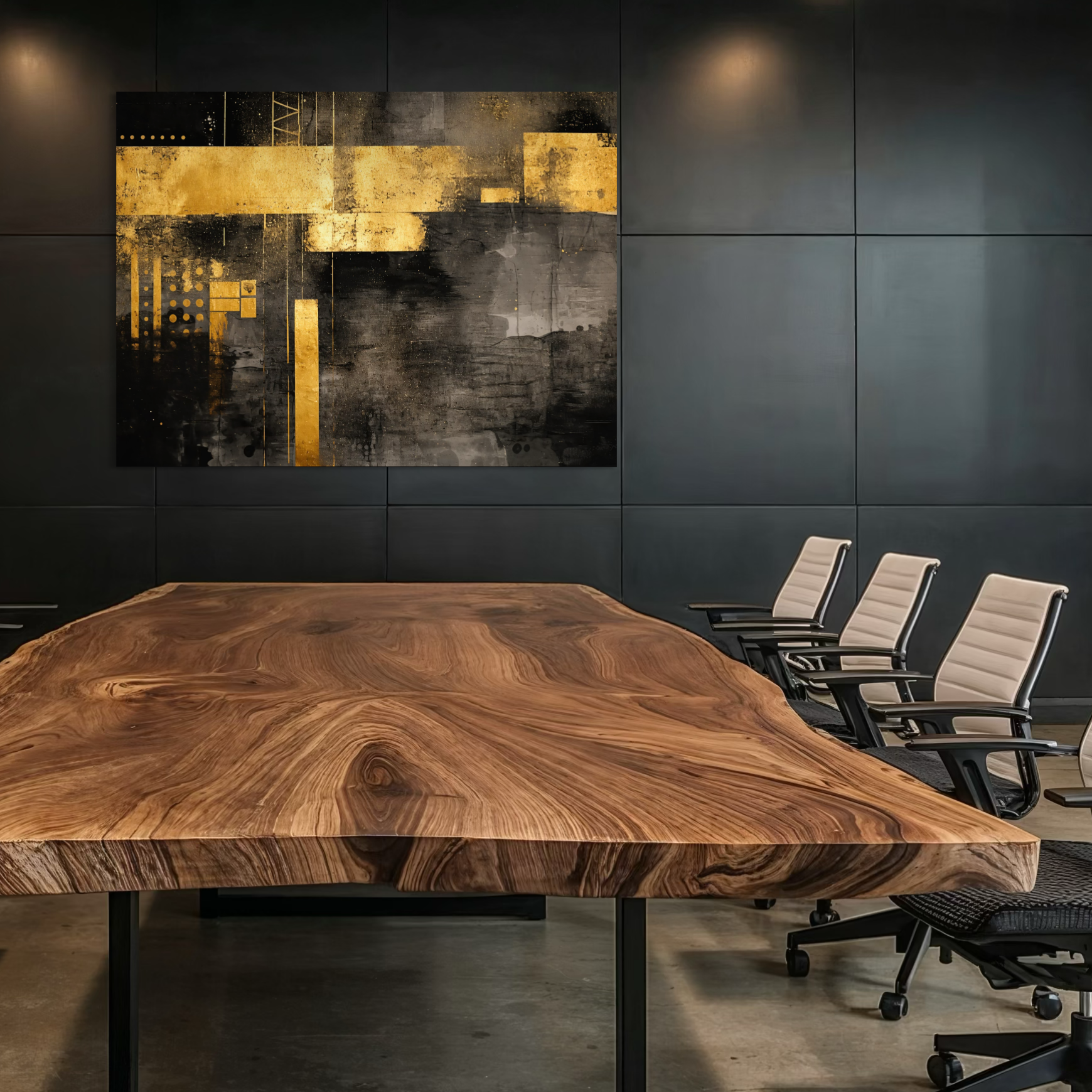 Tablou Canvas Premium, LuxCanva® C1293, Aur in noapte, Geometrie, Culori, Abstract, Solemn, Monumental, Arhaic, Lumina, Intuneric, Gold, Simbol, Echilibru, Decorativ, Birou, Living, Dormitor