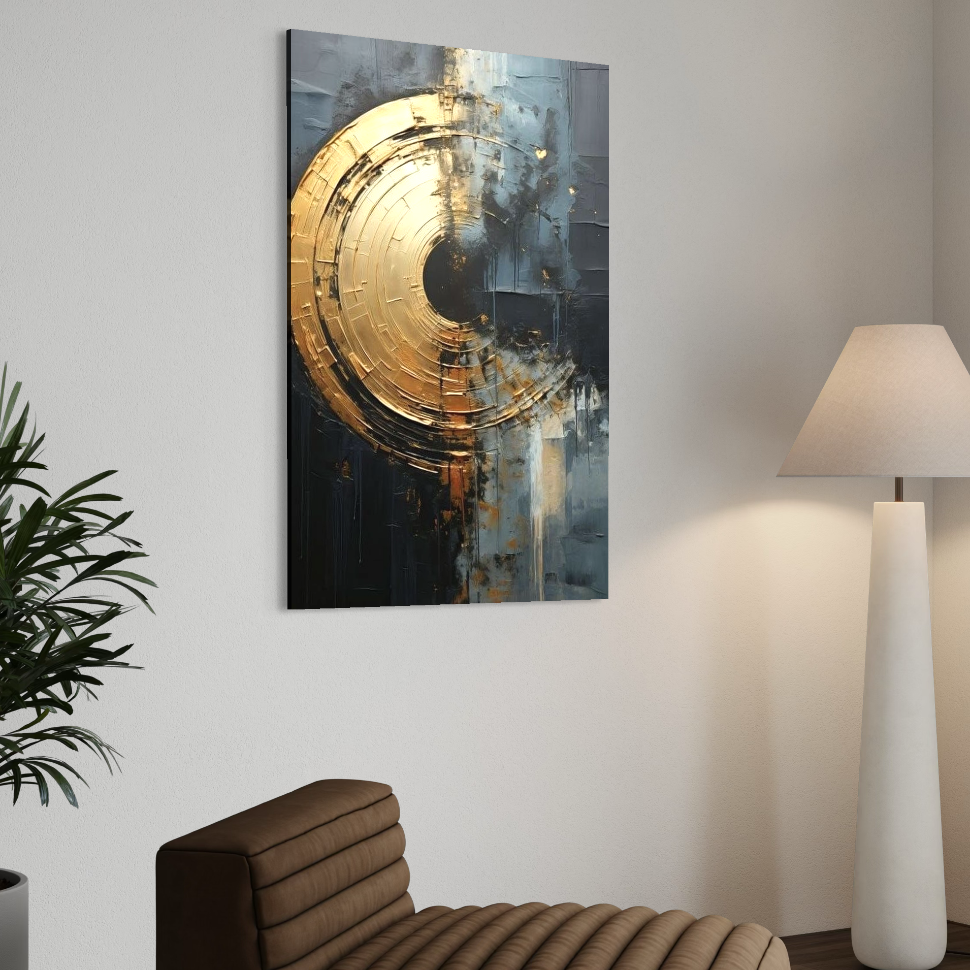 Tablou Canvas Premium, LuxCanva® C1297, Poarta de aur, Abstract, Aur, Negru, Spirala, Centru, Univers, Cerc, Prag, Gravitatie, Sacru, Topografie, Cercuri, Arhitecturi, Birou, Living, Dormitor