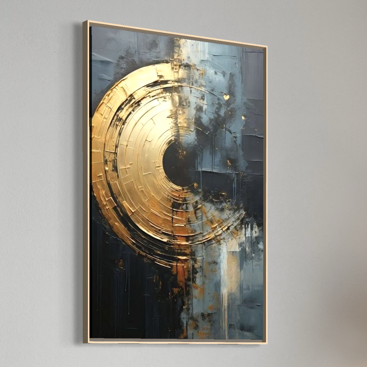 Tablou Canvas Premium, LuxCanva® C1297, Poarta de aur, Abstract, Aur, Negru, Spirala, Centru, Univers, Cerc, Prag, Gravitatie, Sacru, Topografie, Cercuri, Arhitecturi, Birou, Living, Dormitor