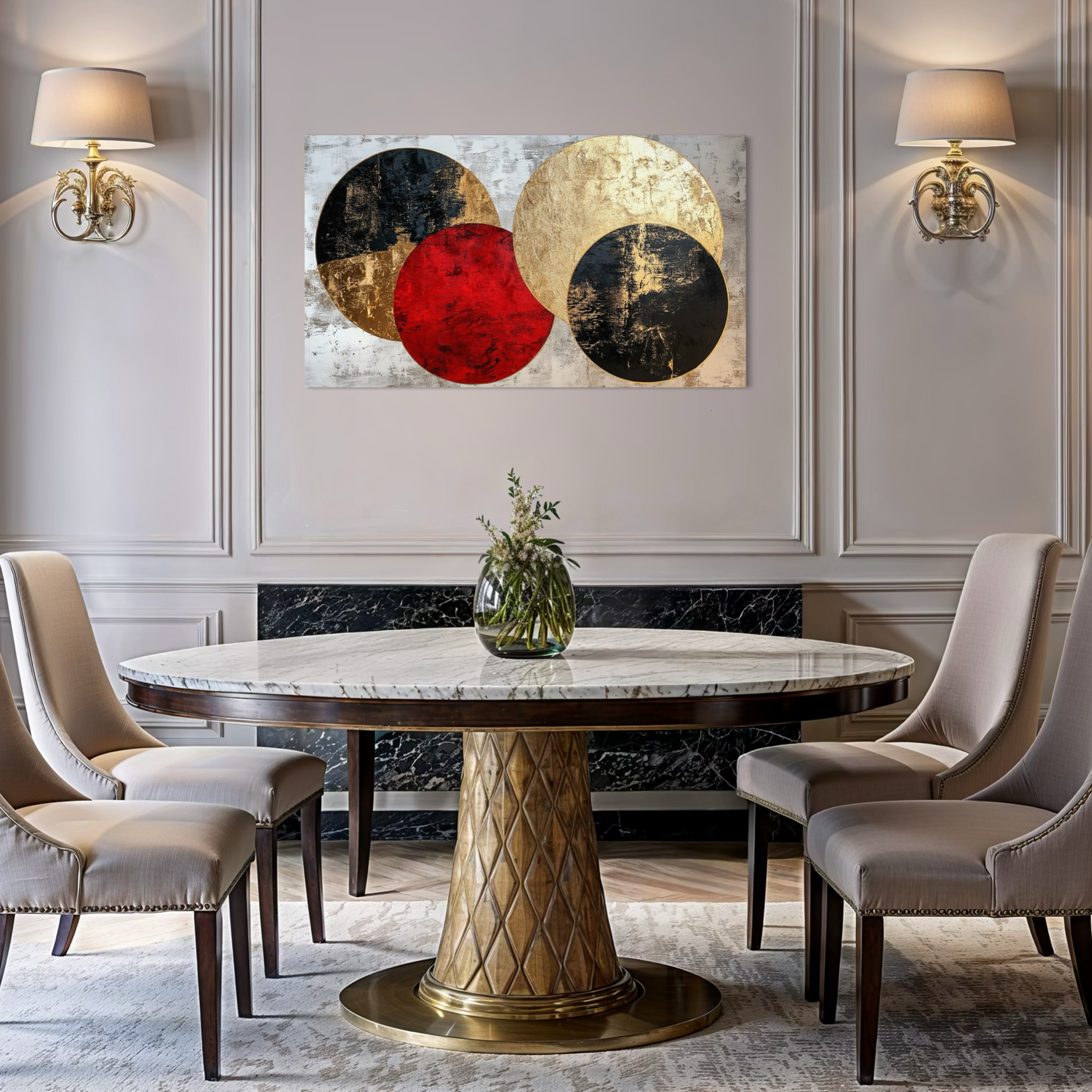 Tablou Canvas Premium, LuxCanva® C1308, Inceput Fara Sfarsit, Geometrie, Culori, Abstract, Auriu, Cosmos, Forma, Rugaciune, Ritual, Tensiune, Suprapuneri, Forma, Stare, Birou, Living, Dormitor