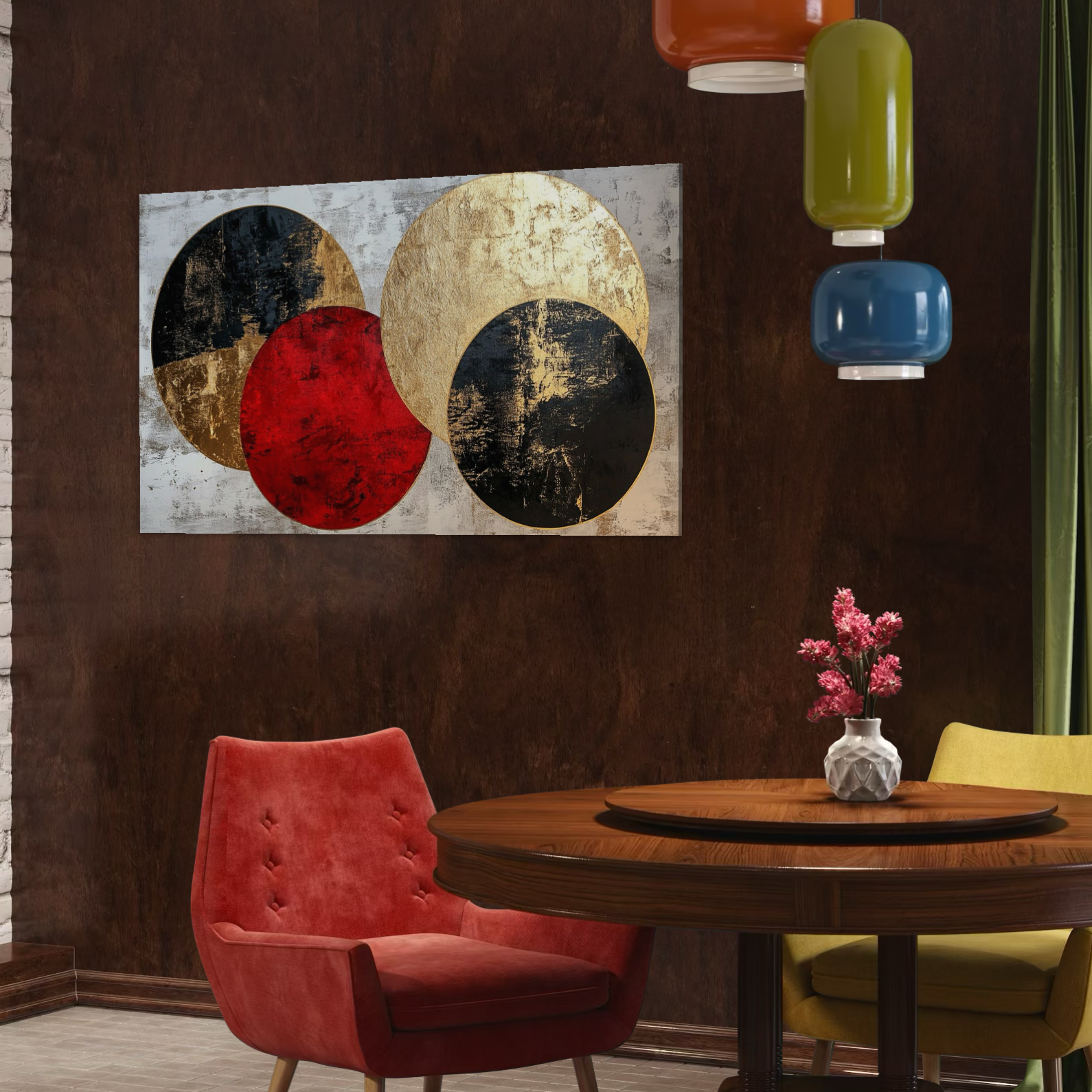 Tablou Canvas Premium, LuxCanva® C1308, Inceput Fara Sfarsit, Geometrie, Culori, Abstract, Auriu, Cosmos, Forma, Rugaciune, Ritual, Tensiune, Suprapuneri, Forma, Stare, Birou, Living, Dormitor