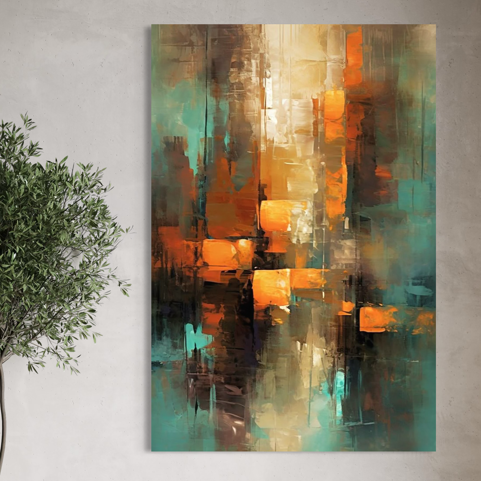 Tablou Canvas Premium, LuxCanva® C1316, Fragmente de Amurg, Culori, Abstract, Dinamism, Modern, Portocaliu, Lumina, Soare, Feerie, Poveste, Cer, Arhitectural, Ziduri, Birou, Living, Dormitor