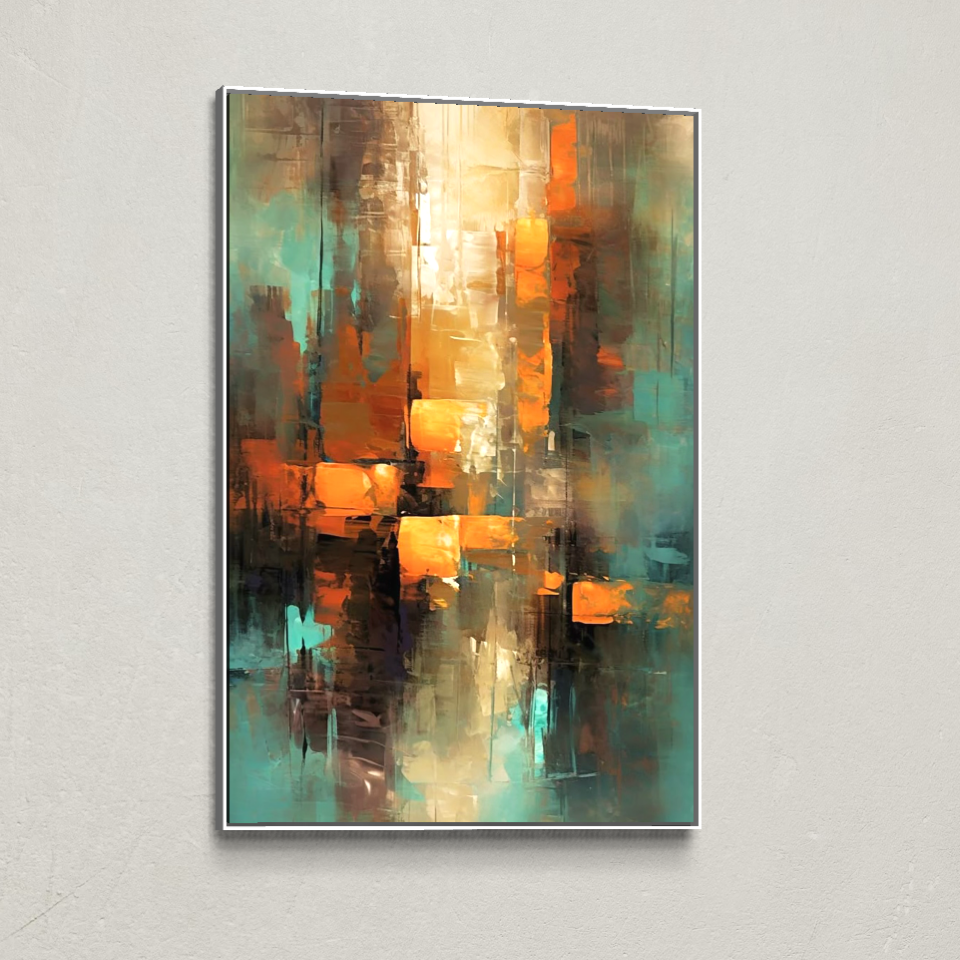 Tablou Canvas Premium, LuxCanva® C1316, Fragmente de Amurg, Culori, Abstract, Dinamism, Modern, Portocaliu, Lumina, Soare, Feerie, Poveste, Cer, Arhitectural, Ziduri, Birou, Living, Dormitor