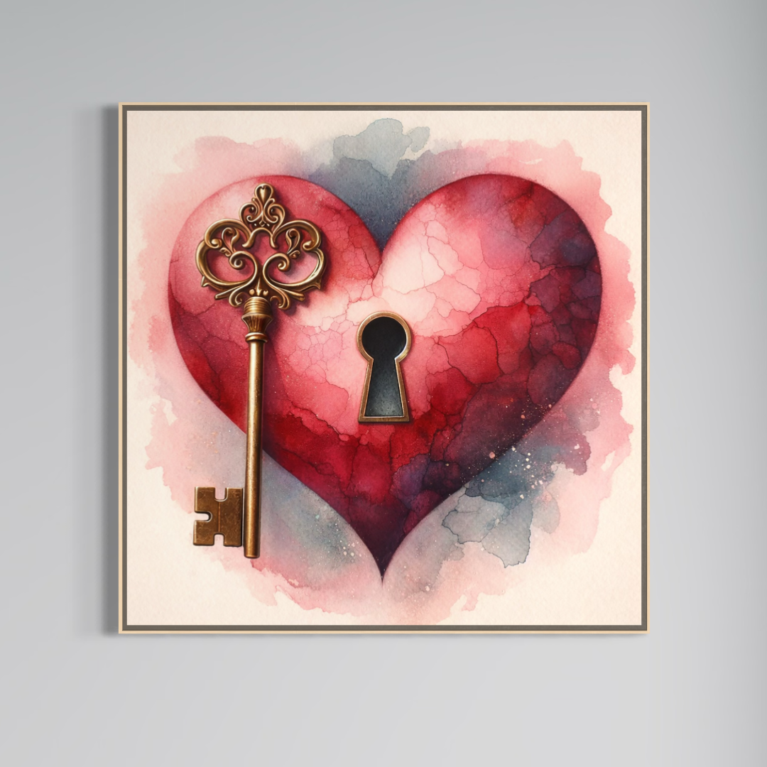 Tablou Canvas Premium, LuxCanva® E1062, Lacatul Sufletului, Dragoste, Inima, Iubire, Cheie, Lacat, Usa, Seif, Secret, Deschidere, Legamant, Protectie, Fidelitate, Arta, Living, Dormitor