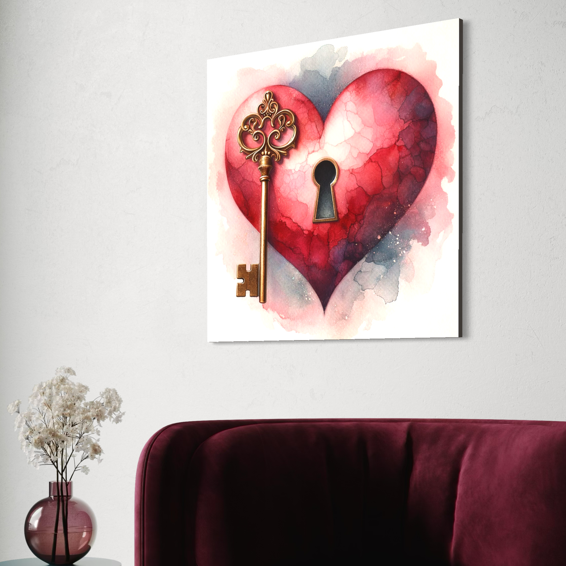 Tablou Canvas Premium, LuxCanva® E1062, Lacatul Sufletului, Dragoste, Inima, Iubire, Cheie, Lacat, Usa, Seif, Secret, Deschidere, Legamant, Protectie, Fidelitate, Arta, Living, Dormitor