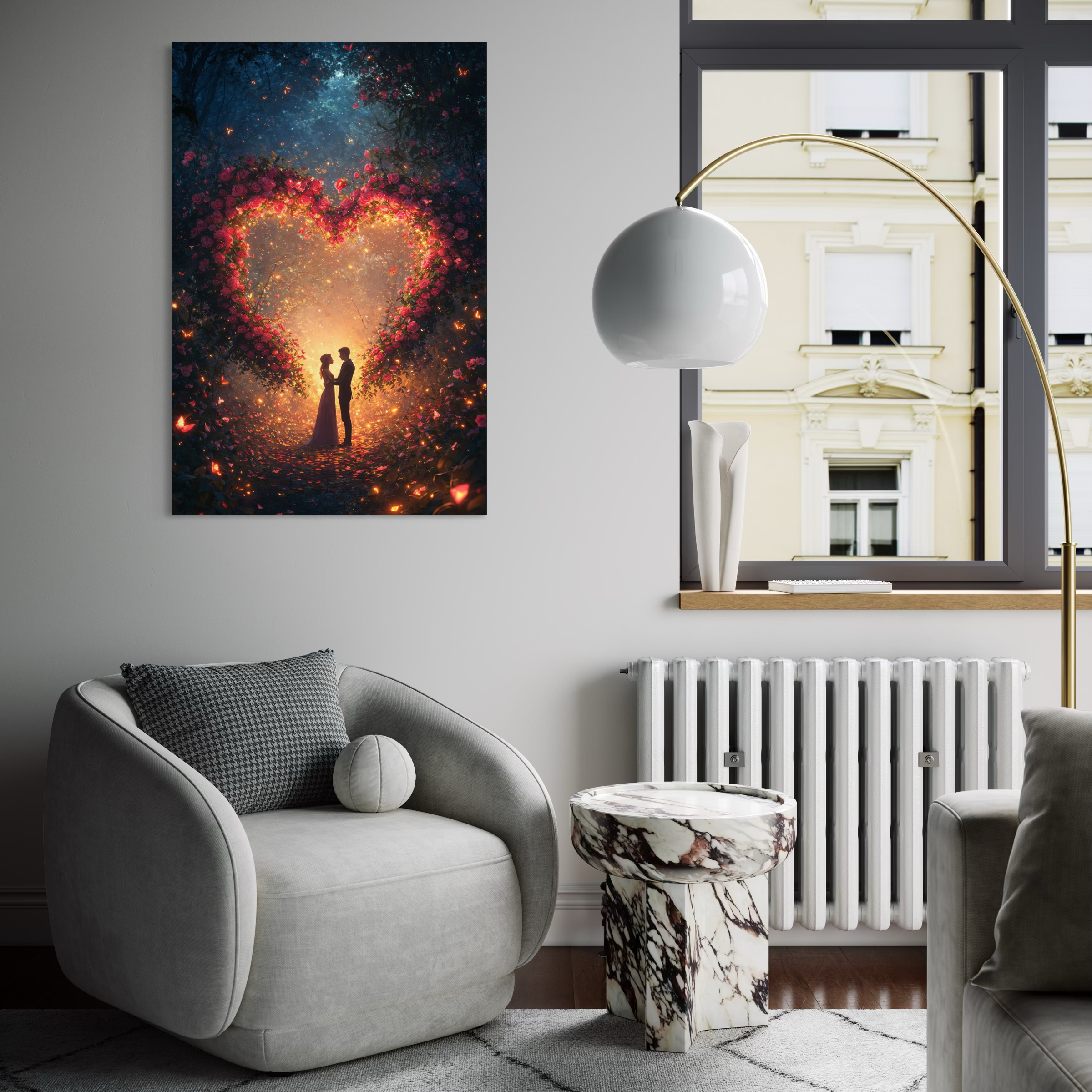 Tablou Canvas Premium, LuxCanva® E1064, Sub Coroana Iubirii, Dragoste, Inima, Iubire, Flori, Legamant, Ritual, Padure, Magie, Juramant, Logodna, Scantei, Arta, Living, Dormitor