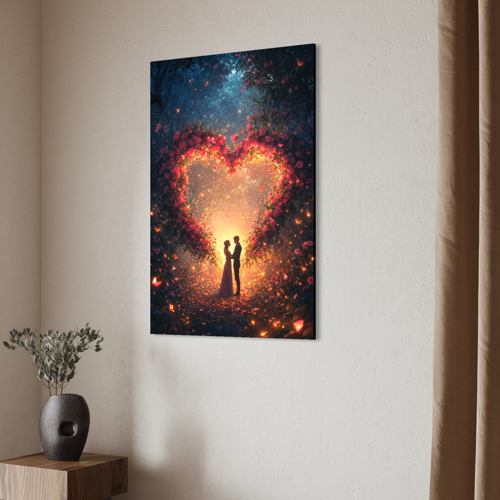 Tablou Canvas Premium, LuxCanva® E1064, Sub Coroana Iubirii, Dragoste, Inima, Iubire, Flori, Legamant, Ritual, Padure, Magie, Juramant, Logodna, Scantei, Arta, Living, Dormitor