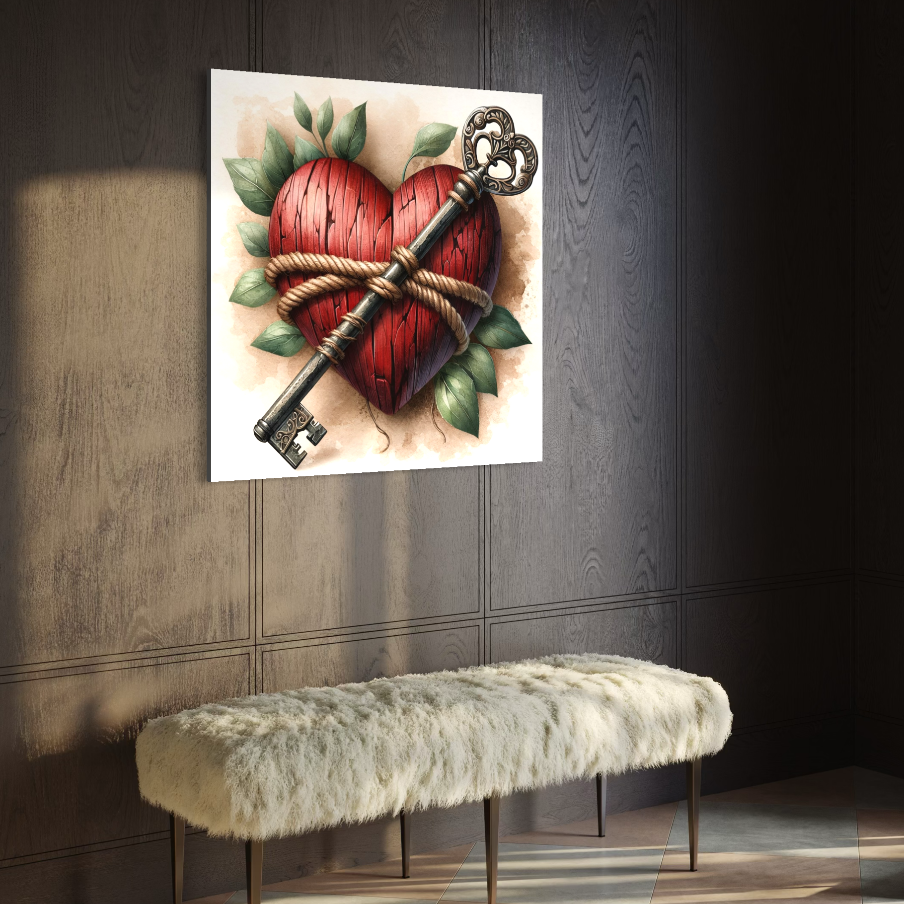 Tablou Canvas Premium, LuxCanva® E1067, Cheia Sufletului Meu, Dragoste, Inima, Iubire, Lacat, Cheie, Incredere, Intimitate, Taina, Destin, Frumusete, Legatura, Living, Dormitor