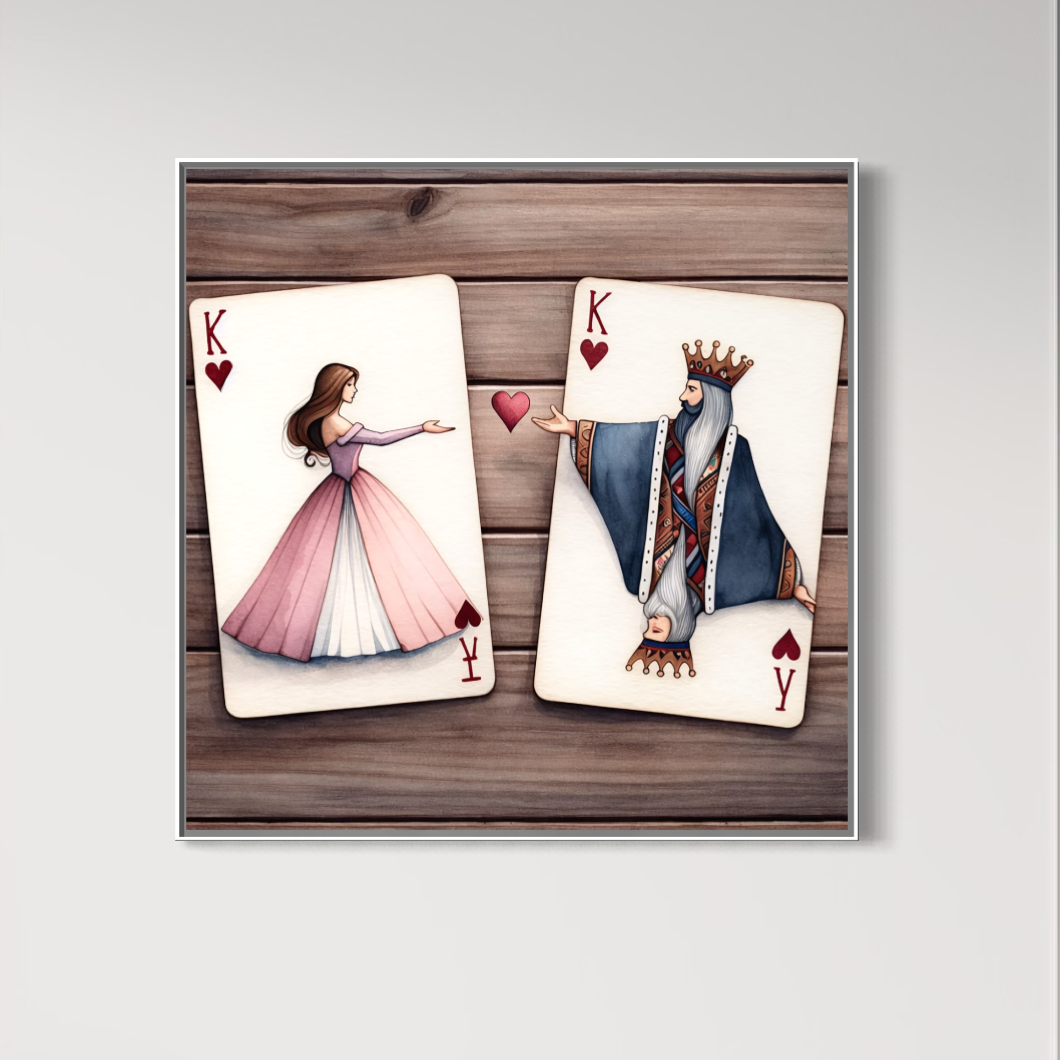 Tablou Canvas Premium, LuxCanva® E1068, Rege si Regina in Iubire, Dragoste, Eternitate, Carti, Joc, Rege, Regina, Inima, Pereche, Destinat, Casatorie, Nunta, Legamant, Living, Dormitor