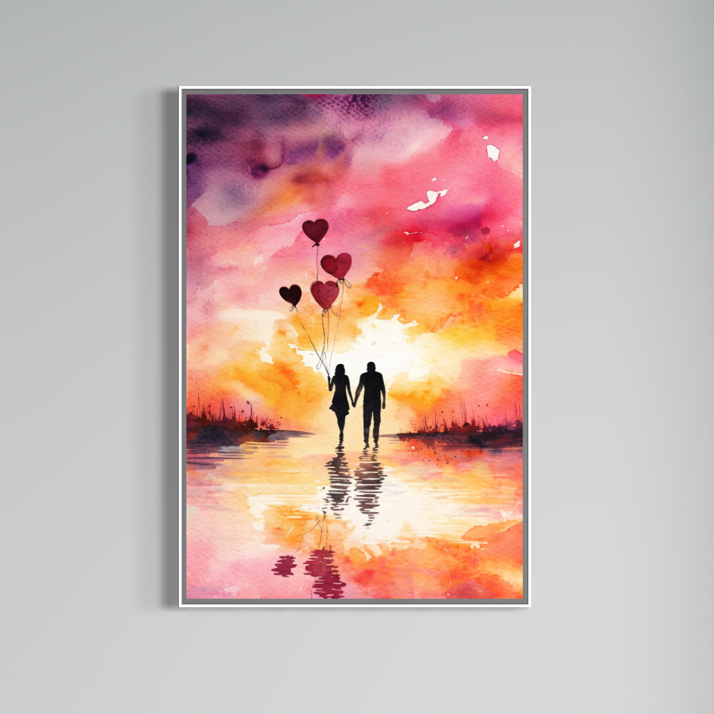 Tablou Canvas Premium, LuxCanva® E1073, Dragoste Fara Sfarsit, Dragoste, Inima, Lumina, Calatorie, Cuplu, Apus, Orizont, Cer, Promisiune, Eternitate, Barbat, Femeie, Living, Dormitor