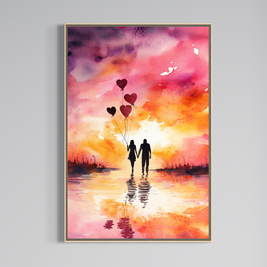 Tablou Canvas Premium, LuxCanva® E1073, Dragoste Fara Sfarsit, Dragoste, Inima, Lumina, Calatorie, Cuplu, Apus, Orizont, Cer, Promisiune, Eternitate, Barbat, Femeie, Living, Dormitor