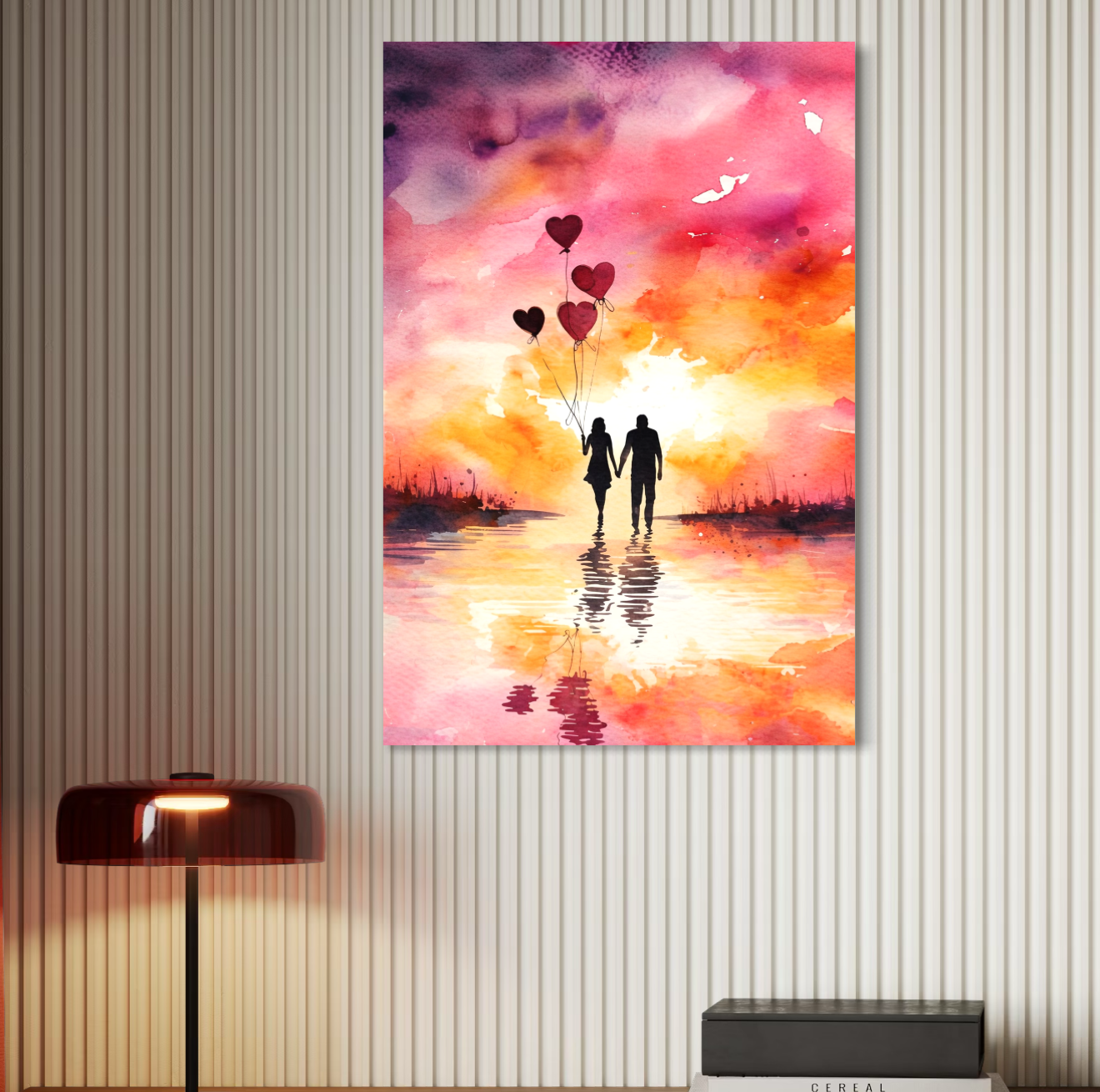 Tablou Canvas Premium, LuxCanva® E1073, Dragoste Fara Sfarsit, Dragoste, Inima, Lumina, Calatorie, Cuplu, Apus, Orizont, Cer, Promisiune, Eternitate, Barbat, Femeie, Living, Dormitor