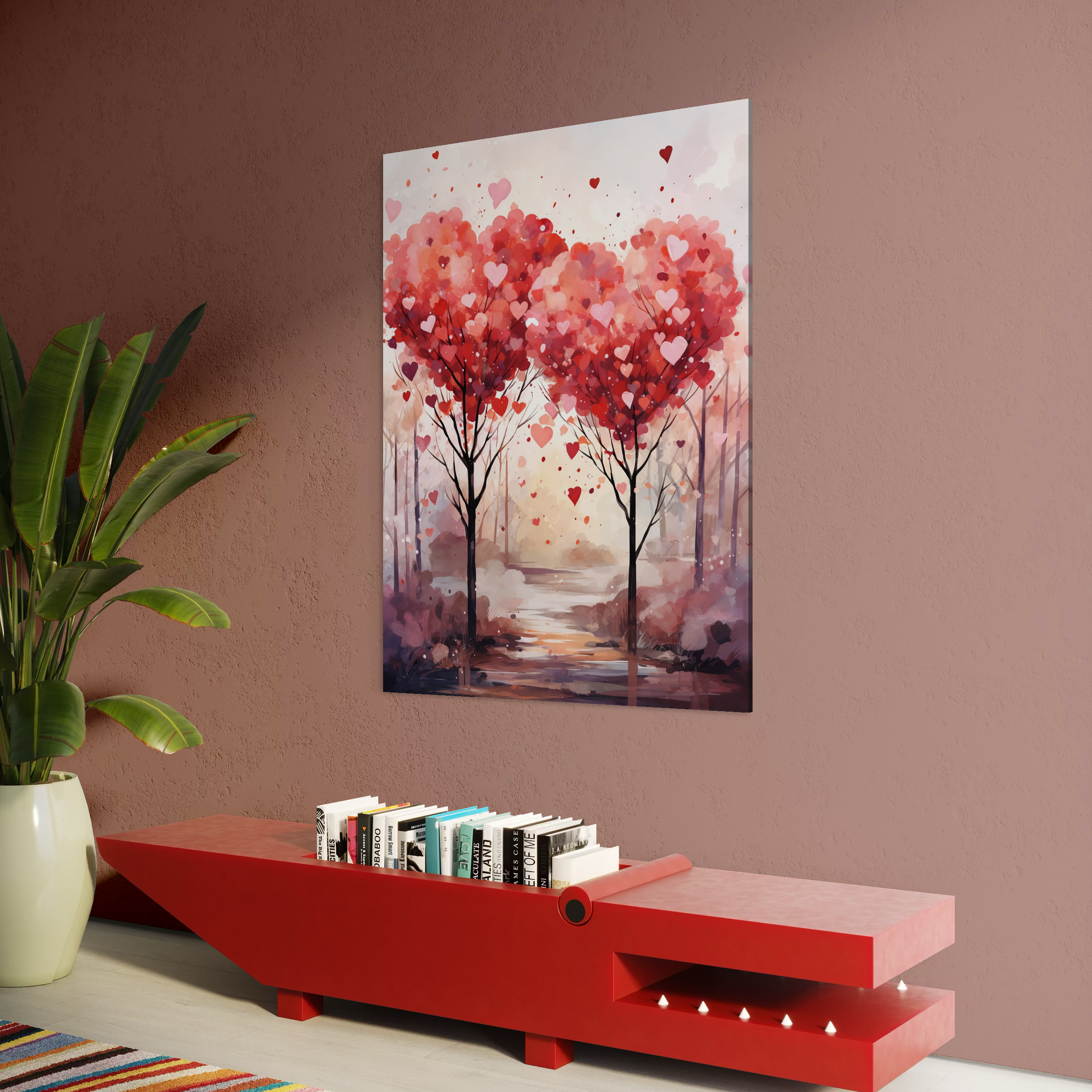 Tablou Canvas Premium, LuxCanva® E1074, Cand Natura Iubeste, Dragoste, Inima, Copac, Padure, Arta, Romantica, Peisaj, Legatura, Parc, Primavara, Radacini, Pamant, Living, Dormitor