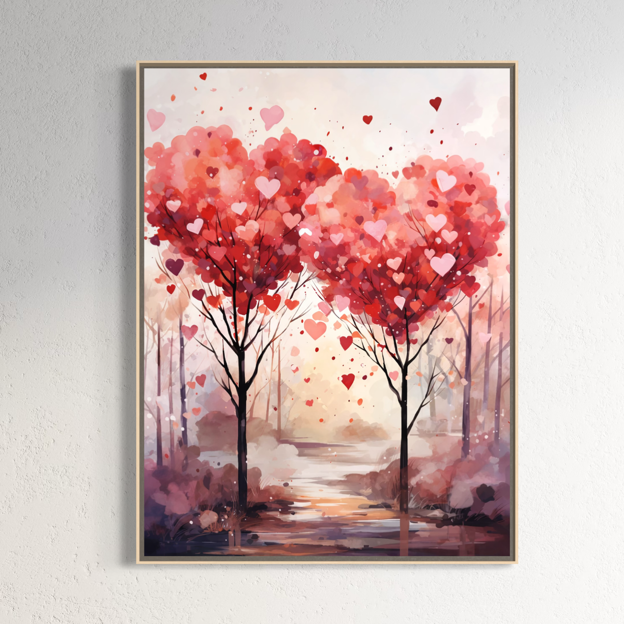 Tablou Canvas Premium, LuxCanva® E1074, Cand Natura Iubeste, Dragoste, Inima, Copac, Padure, Arta, Romantica, Peisaj, Legatura, Parc, Primavara, Radacini, Pamant, Living, Dormitor