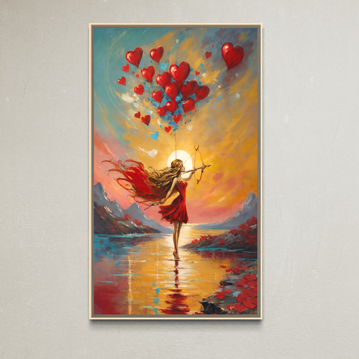 Tablou Canvas Premium, LuxCanva® E1075, Arcasa Iubirii, Dragoste, Inima, Arc, Sageata, Cupidon, Zbor, Putere, Sorinta, Implinire, Magie, Cer, Iubire, Vesnicie, Tandrete, Living, Dormitor