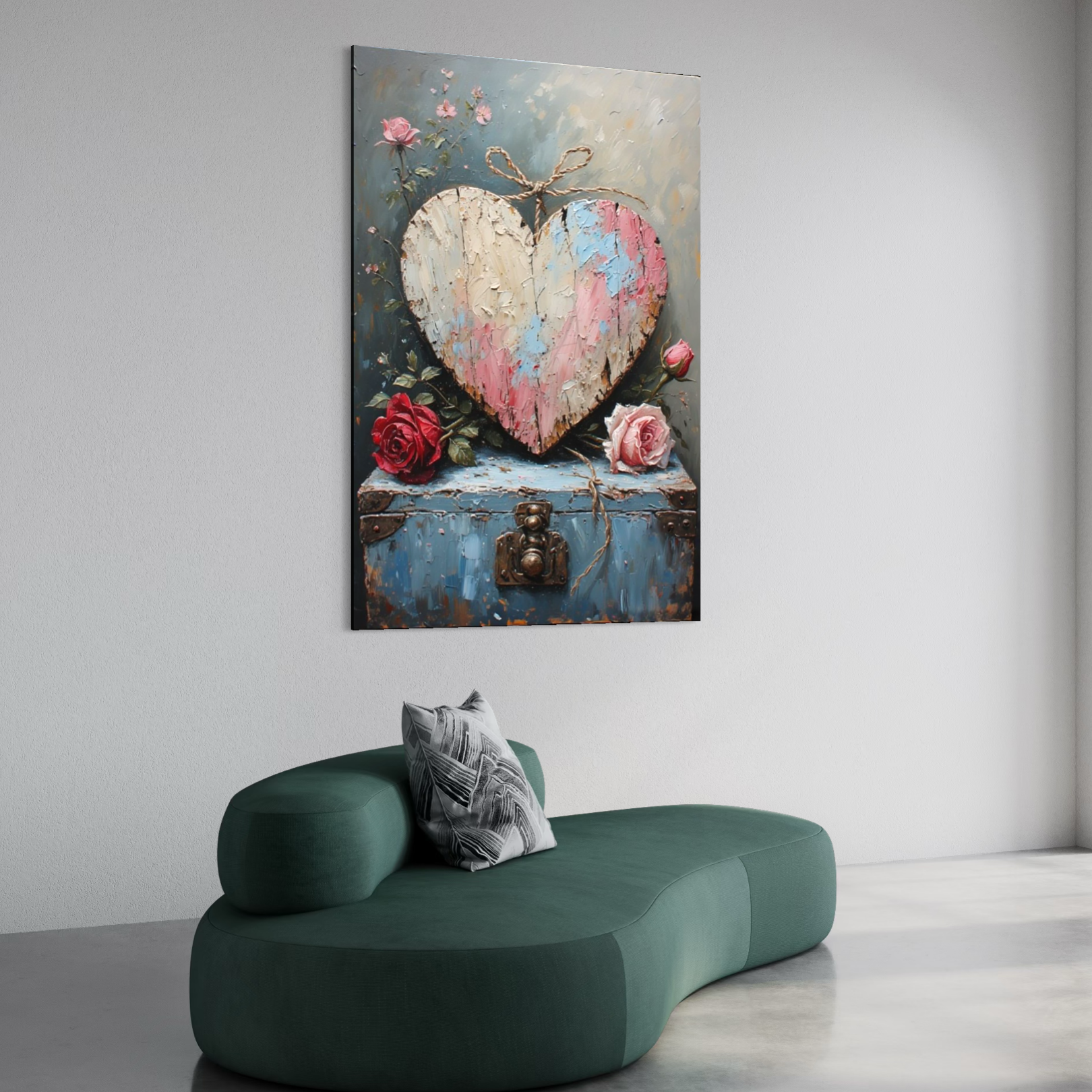 Tablou Canvas Premium, LuxCanva® E1077, Iubire Pastrata in Timp, Dragoste, Cufar, Comoara, Flori, Trandafiri, Lemn, Vintage, Amintiri, Iubire, Valentine’s Day, Lacat, Cheie, Living, Dormitor